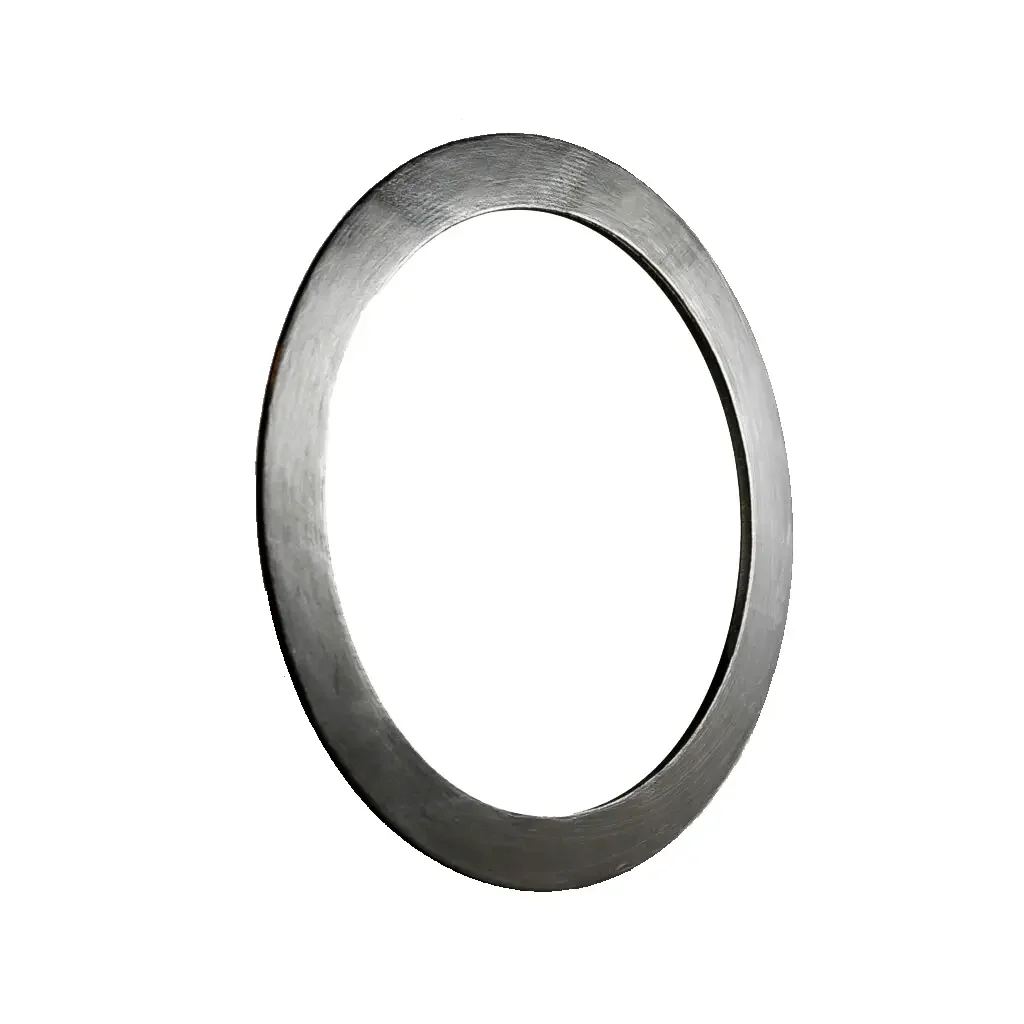 A metallic circular ring with a brushed finish, isolated on a white background.