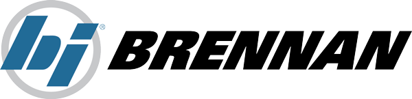 Logo with the letters 'bfi' in blue and white, followed by the word 'BRENNAN' in black.