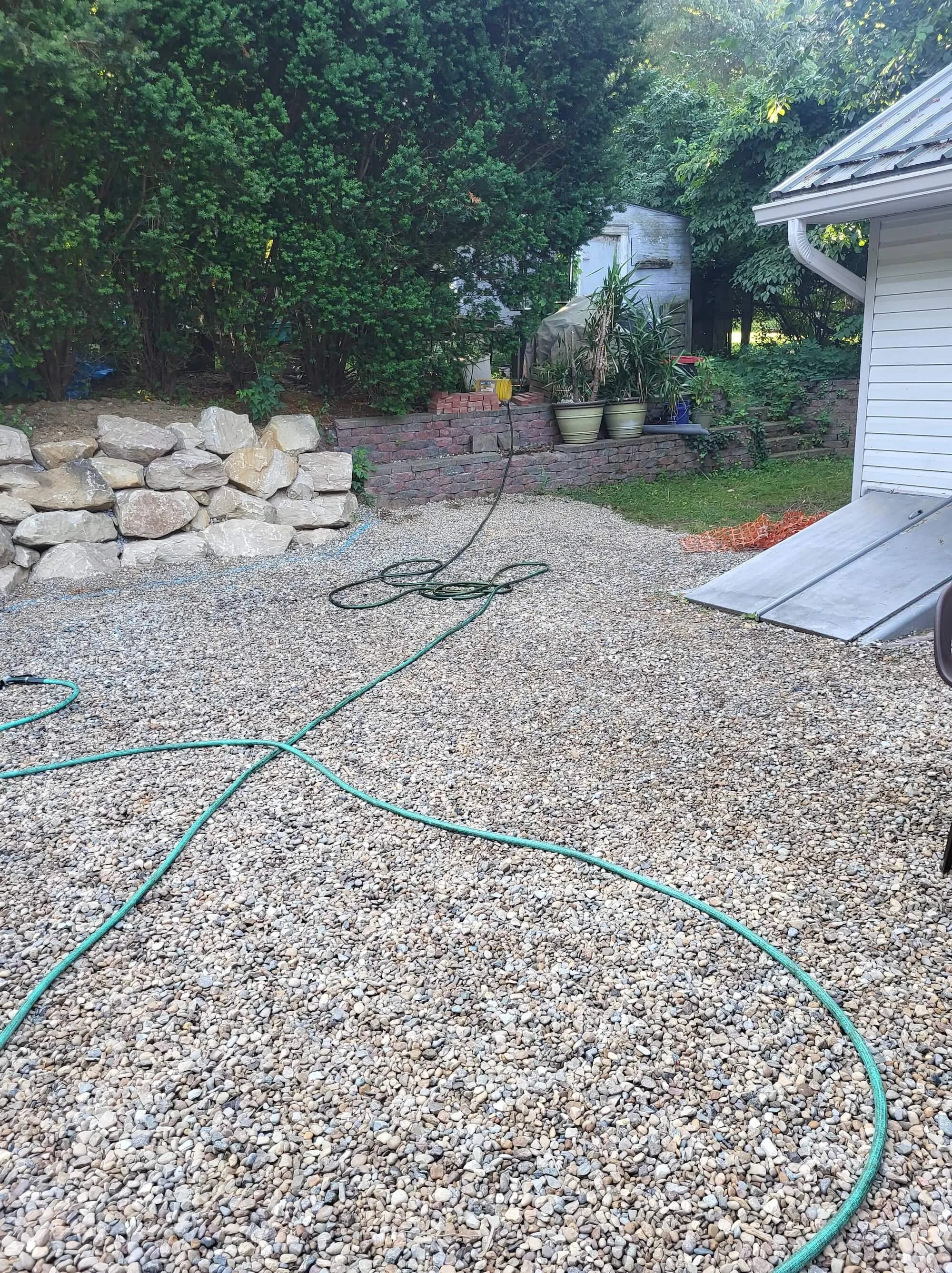DLR Construction backyard gravel excavation and site prep for custom deck build in Hudson Ohio