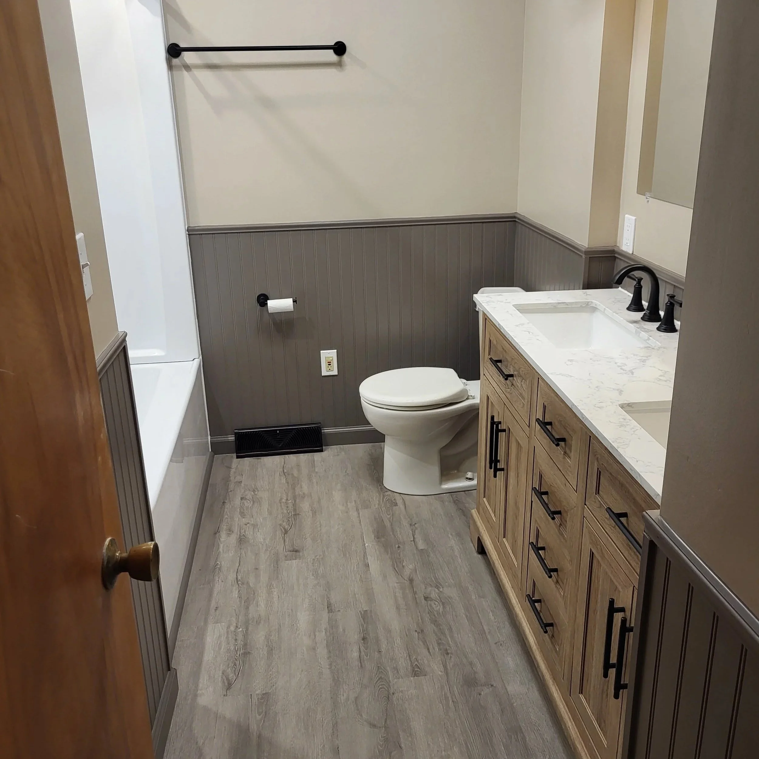 Modern Bathroom Remodel with Dual Vanity in Cleveland, Ohio