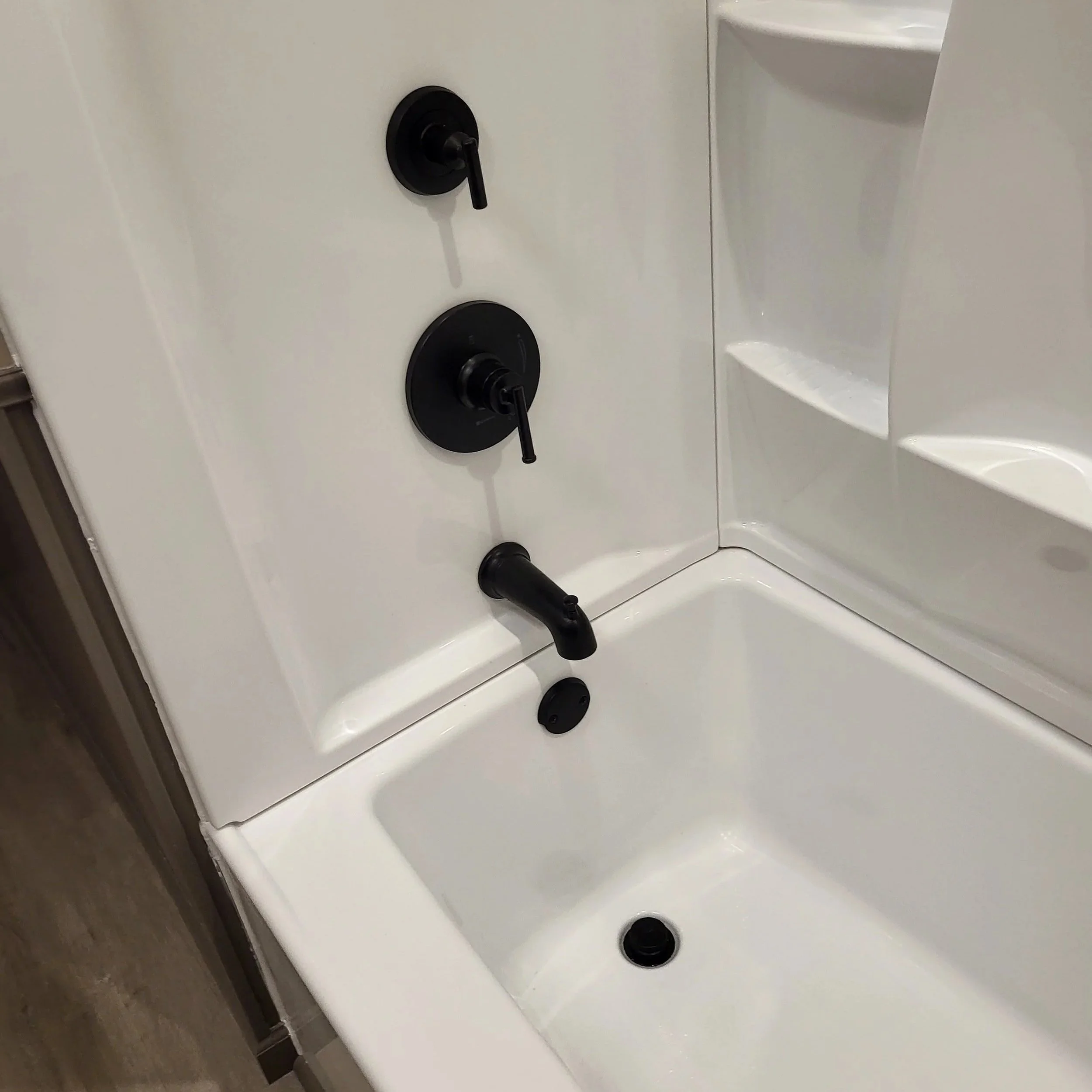 Modern Shower Interior with Black Fixtures in Cleveland, Ohio