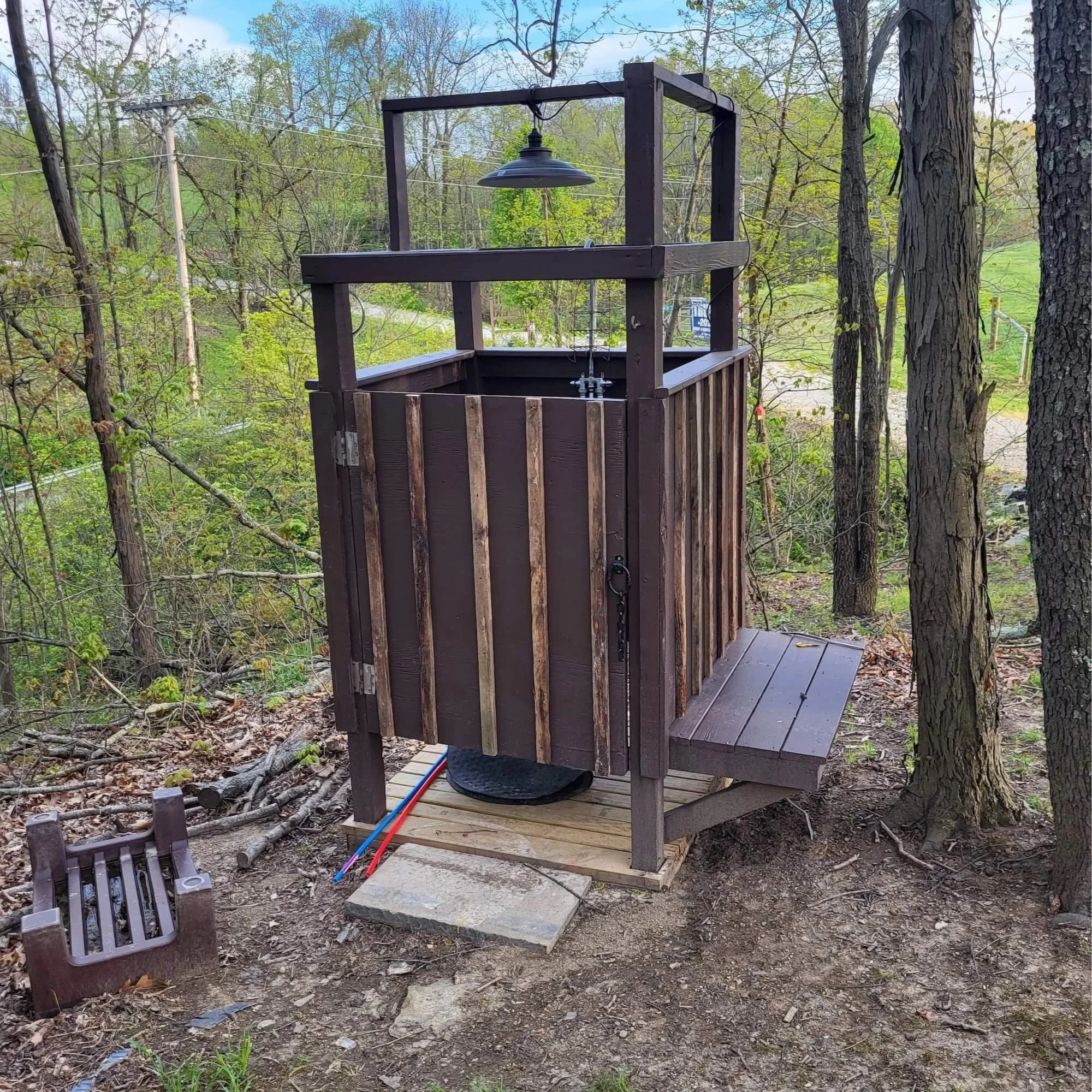 Outdoor Shower with Matching Board and Batten Siding