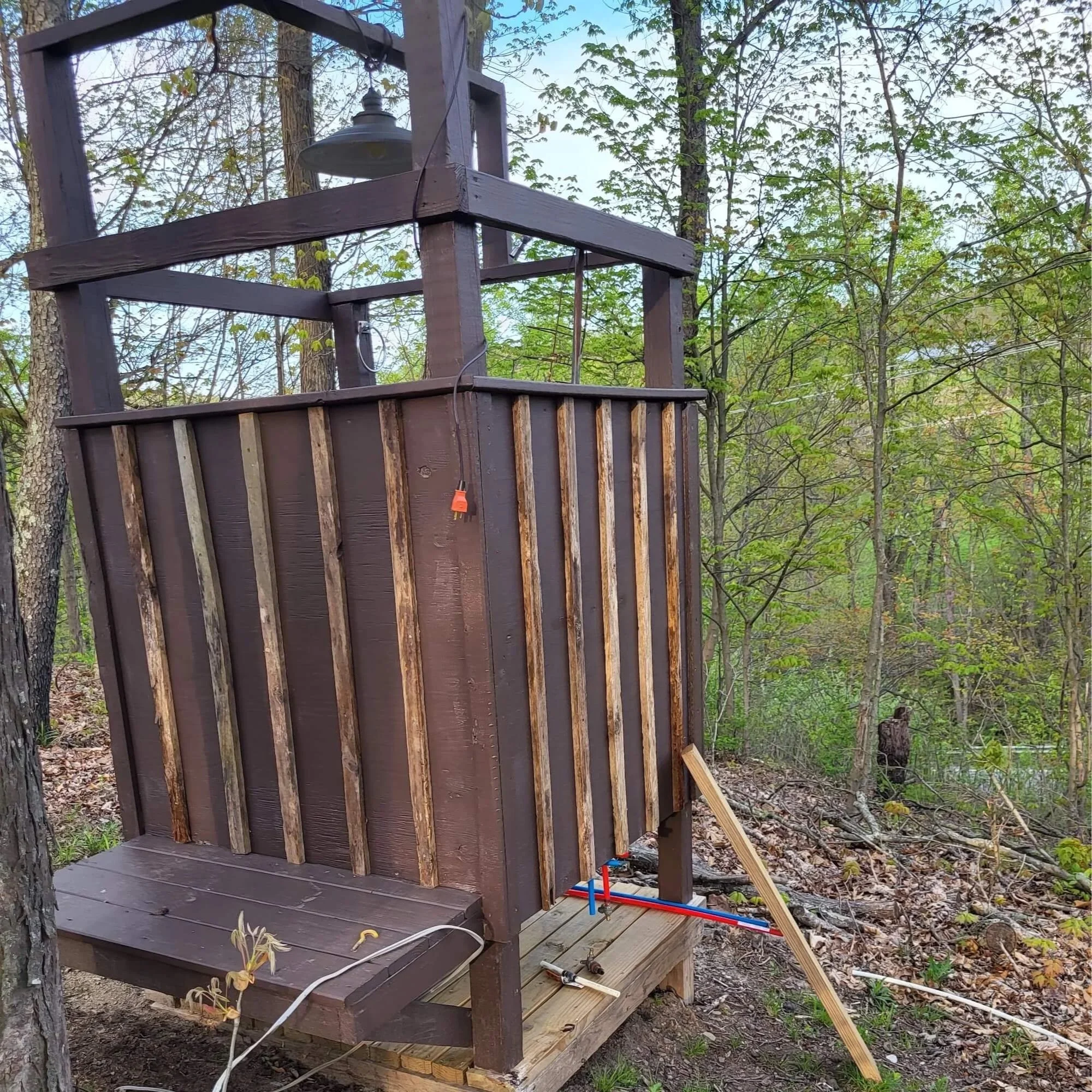 Outdoor Shower Bench and Rear Detail