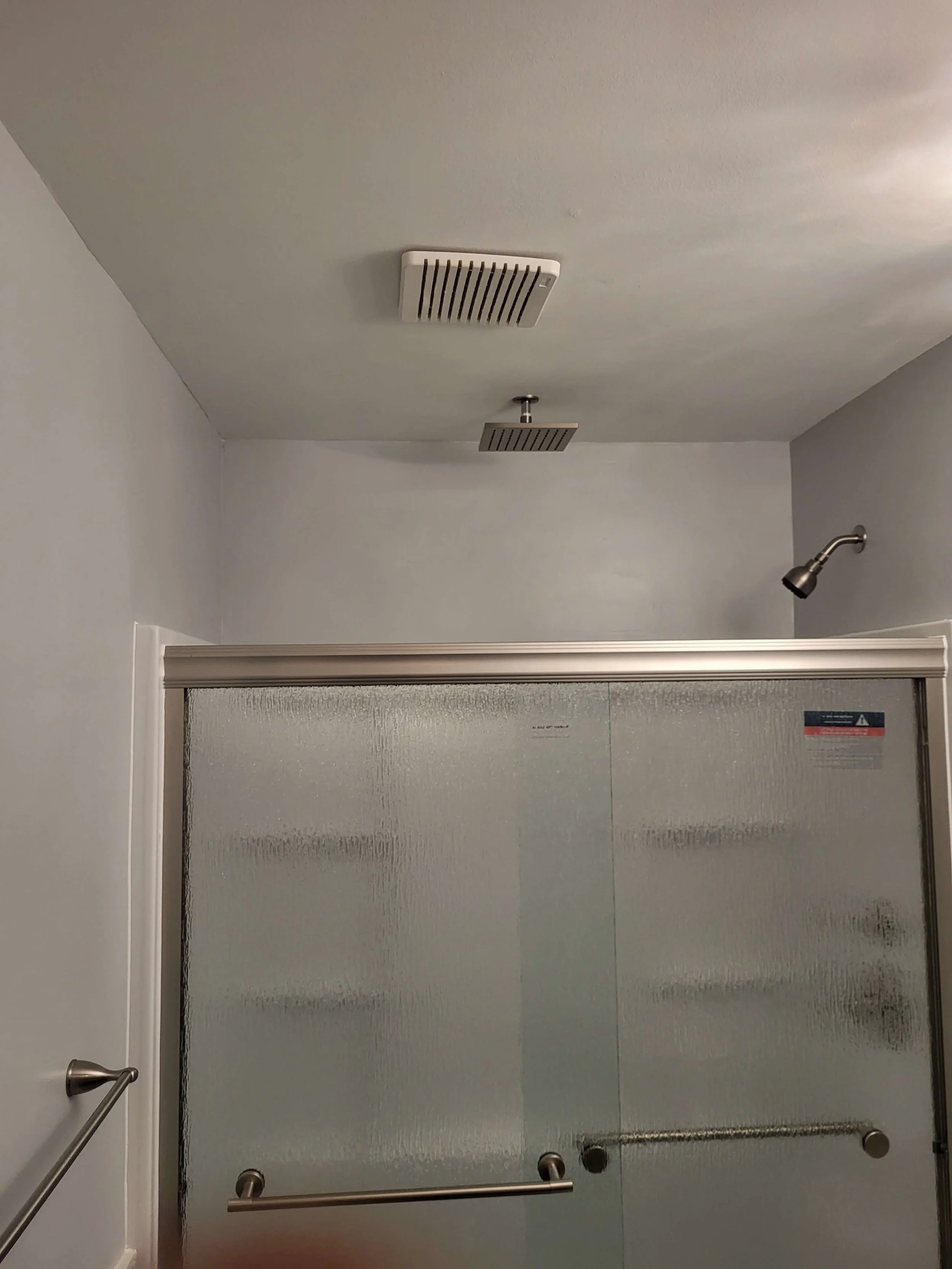 Modern Bathroom Waterfall Shower Head with Privacy Glass Doors