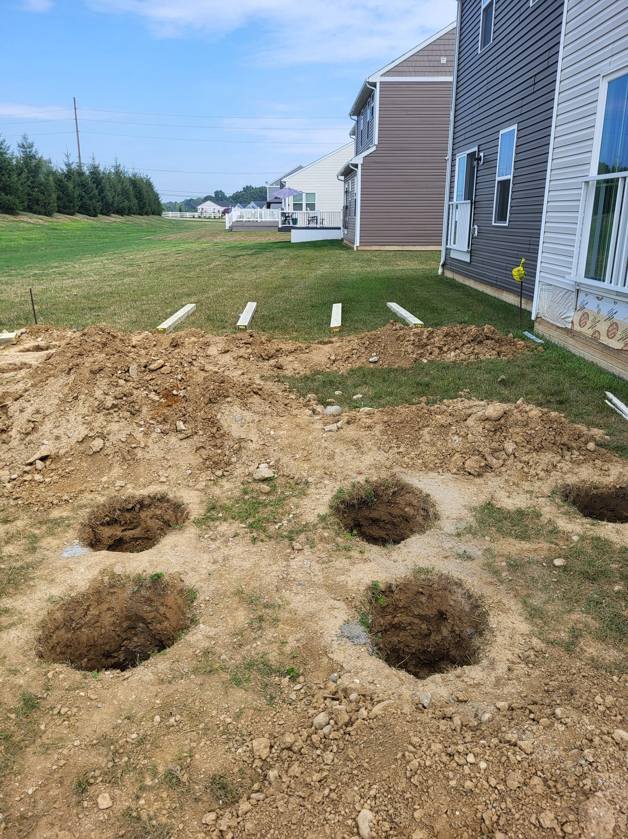 Holes to lay the Support beams for Deck Construction