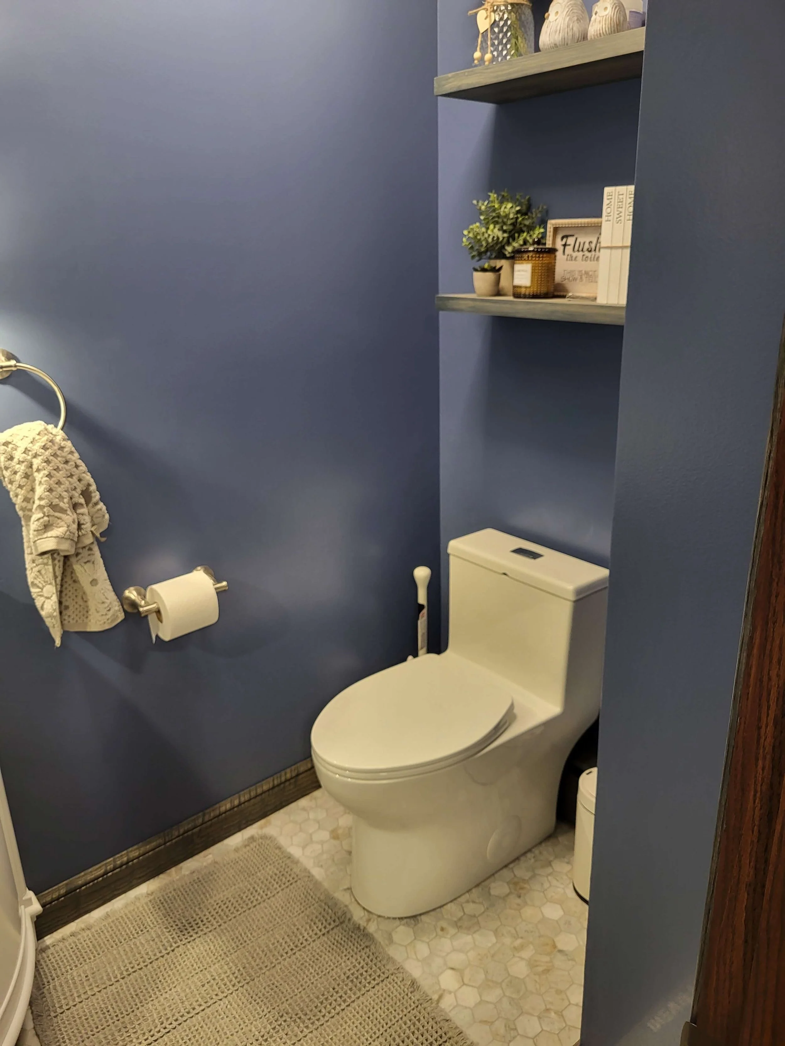 Finished half bathroom renovation in Northeast Ohio with modern layout and updated fixtures