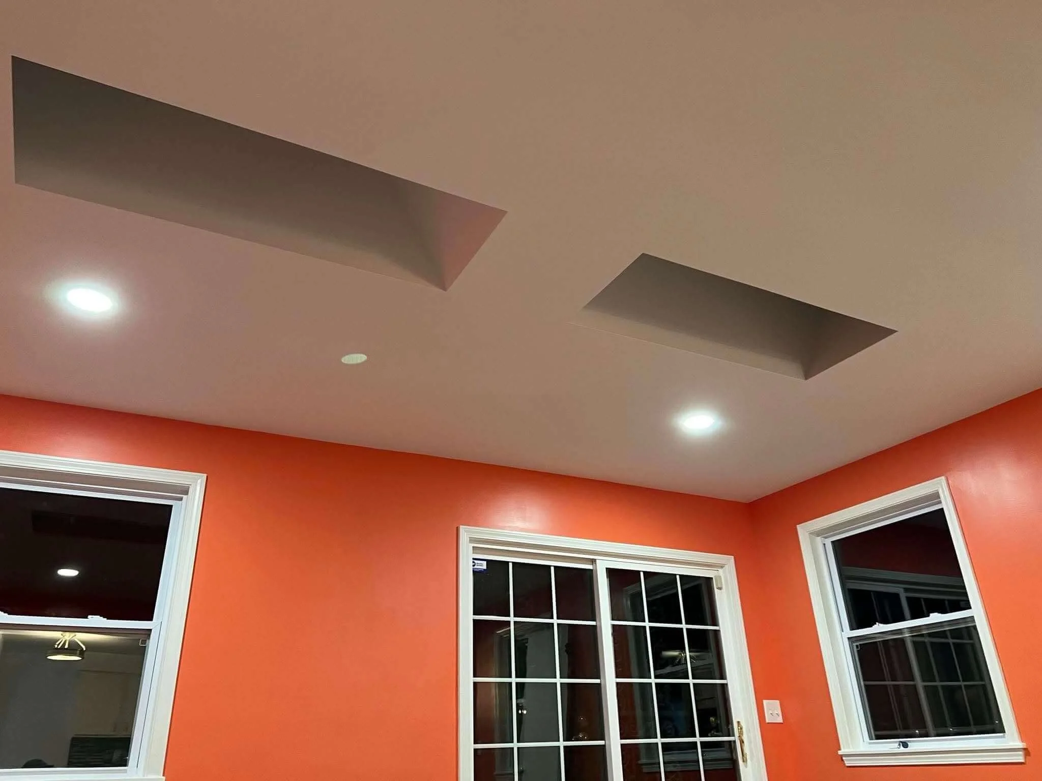 Dlr Construction Kitchen addition with two skylights installed in Kent Ohio providing natural light and improved atmosphere