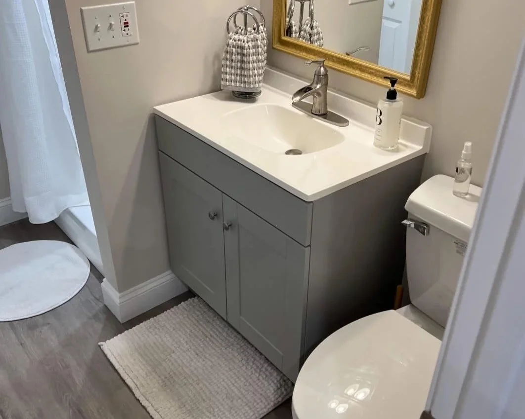 DLR Construction basement bathroom addition from framing to final plumbing fixtures completed for a homeowner in Canton Ohio