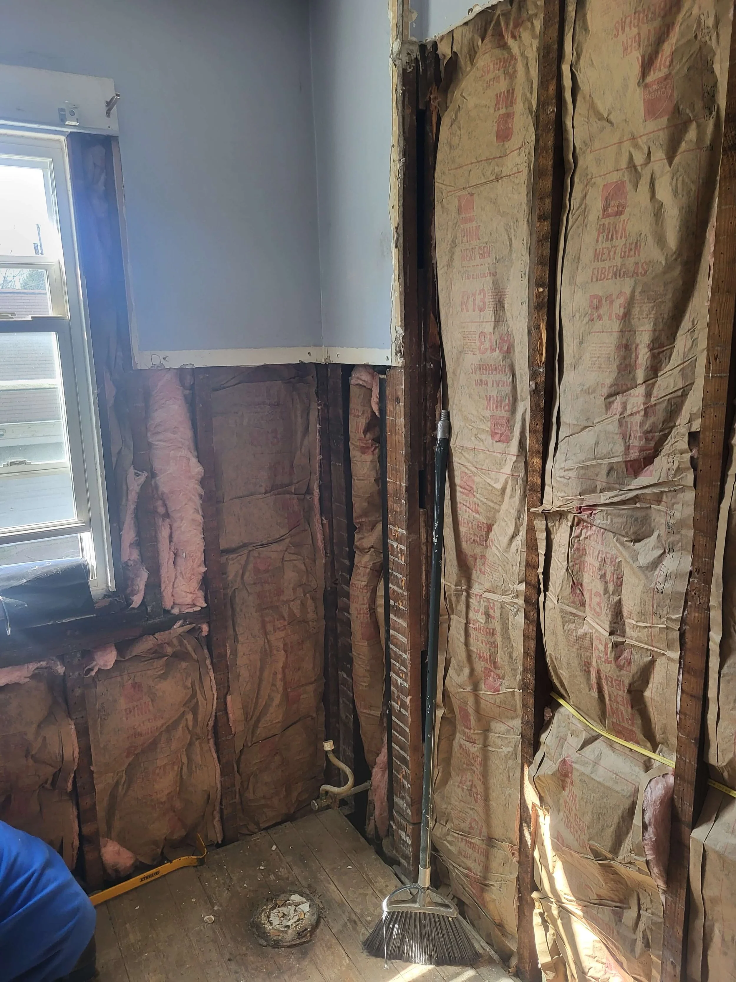 DLR Construction bathroom framing and plumbing layout reconfiguration in Medina Ohio