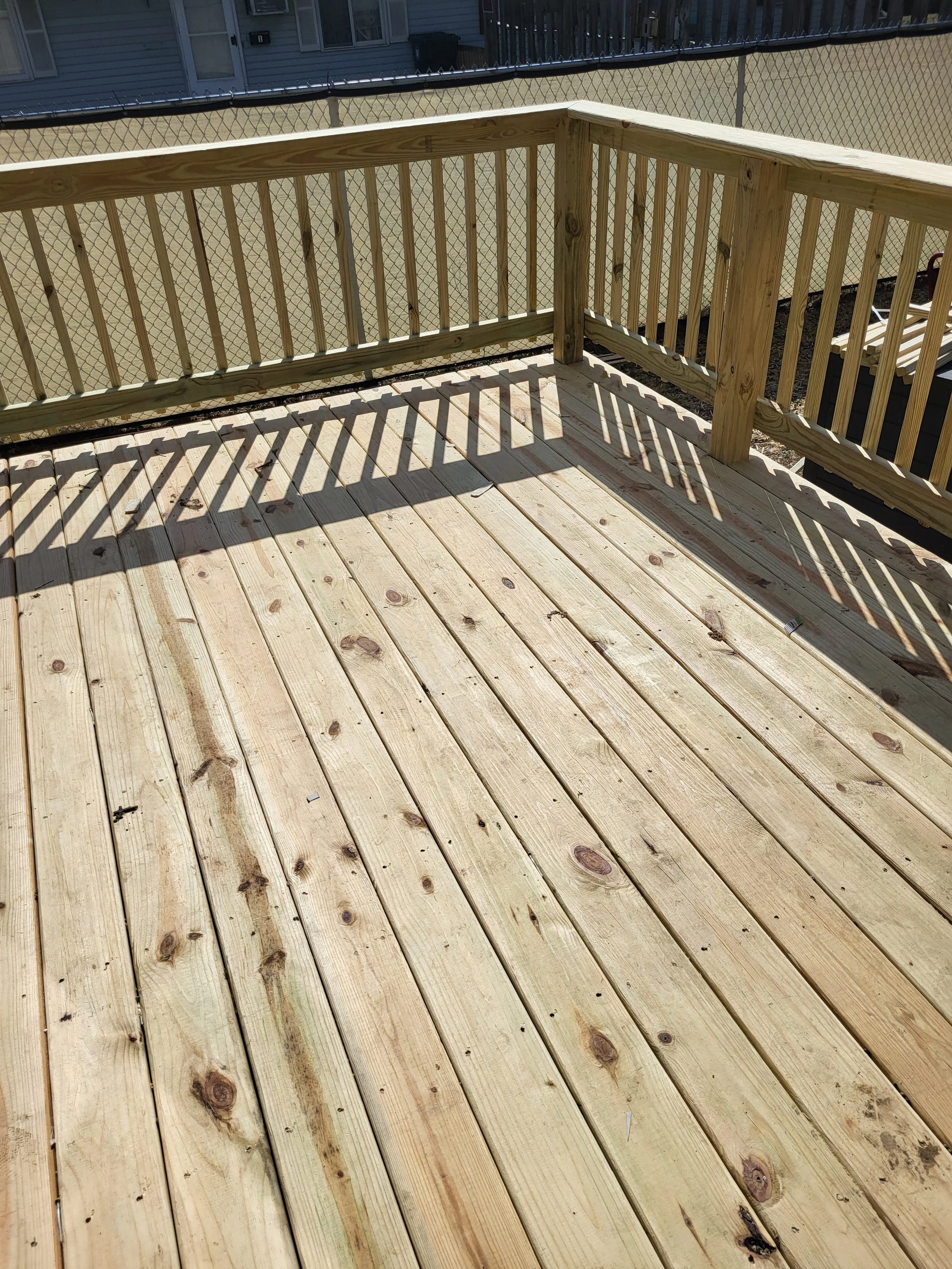 Carefully positioned decking boards for secure and long lasting durability.