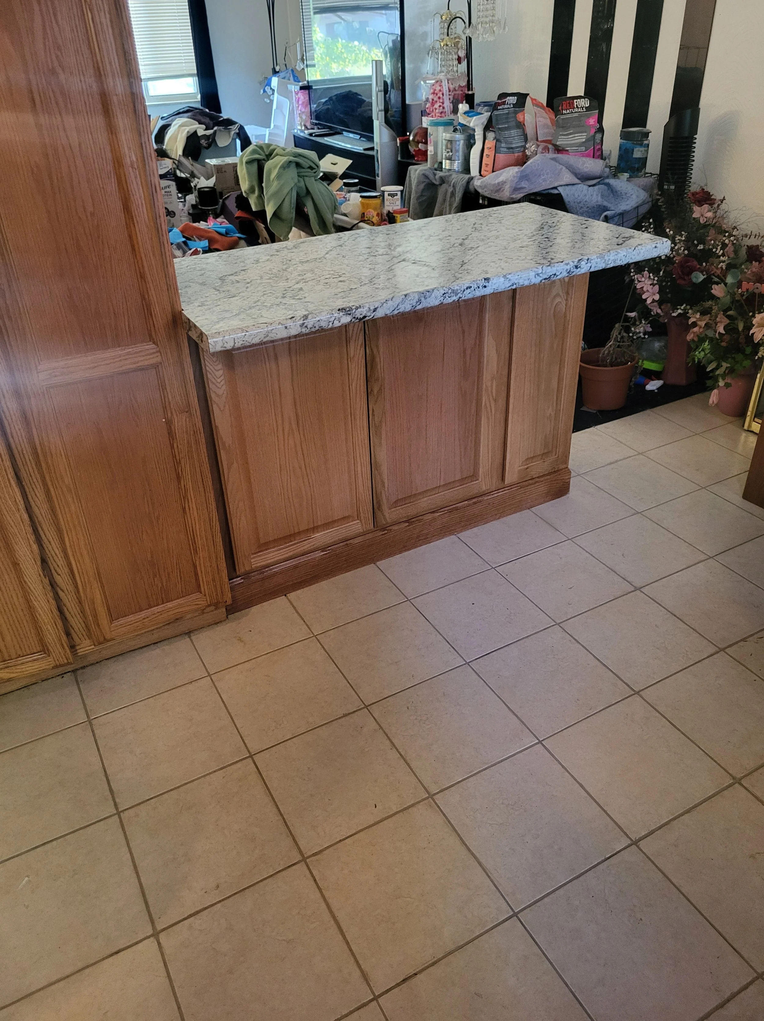 New countertop Installed With overhang for seating by DLR Construction 