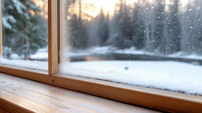 Ice on window in alberta home