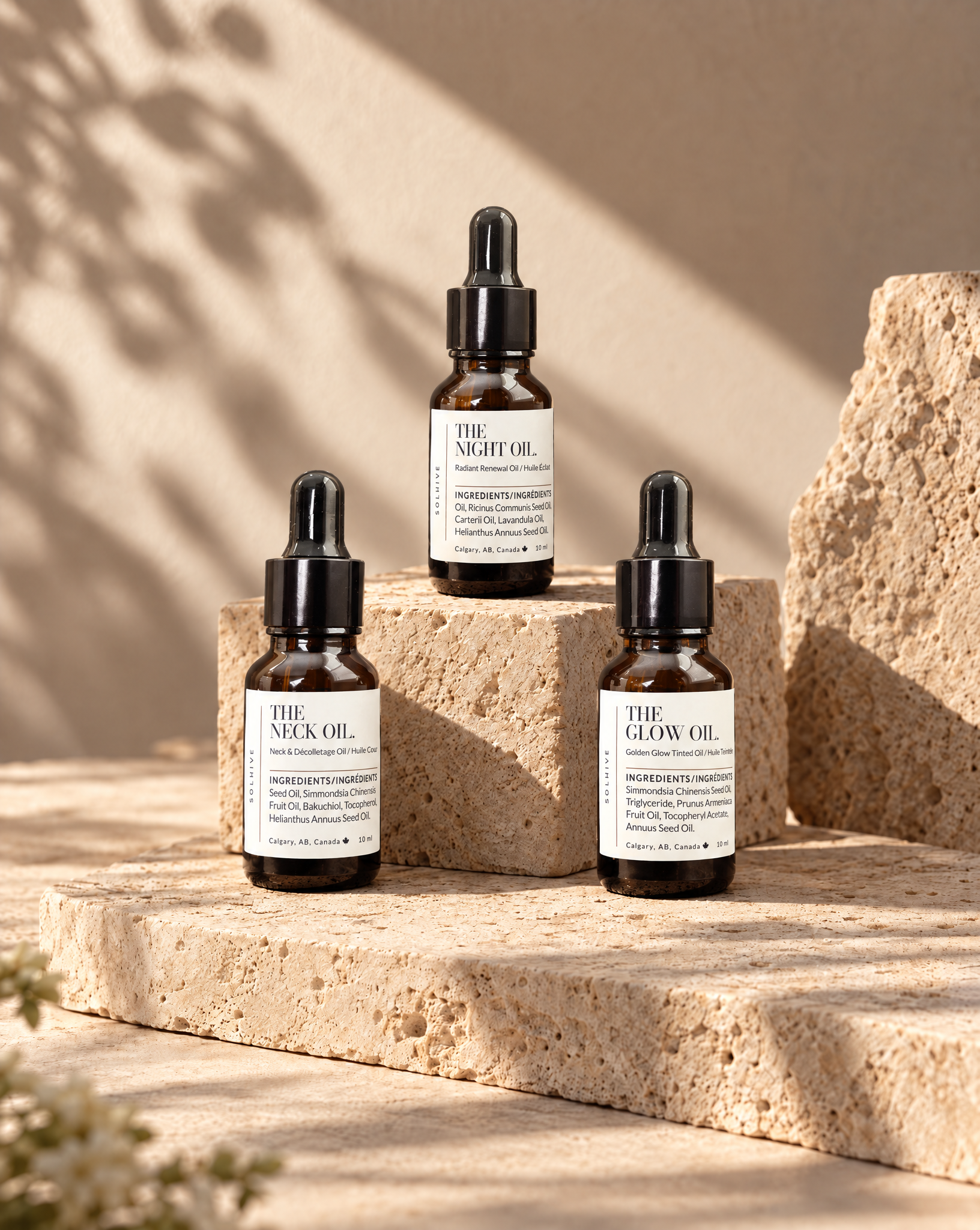 The Oil Trio - THE NECK OIL · THE NIGHT OIL · THE GLOW OIL