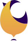 Stylized rendering of a crescent moon with a night sky.