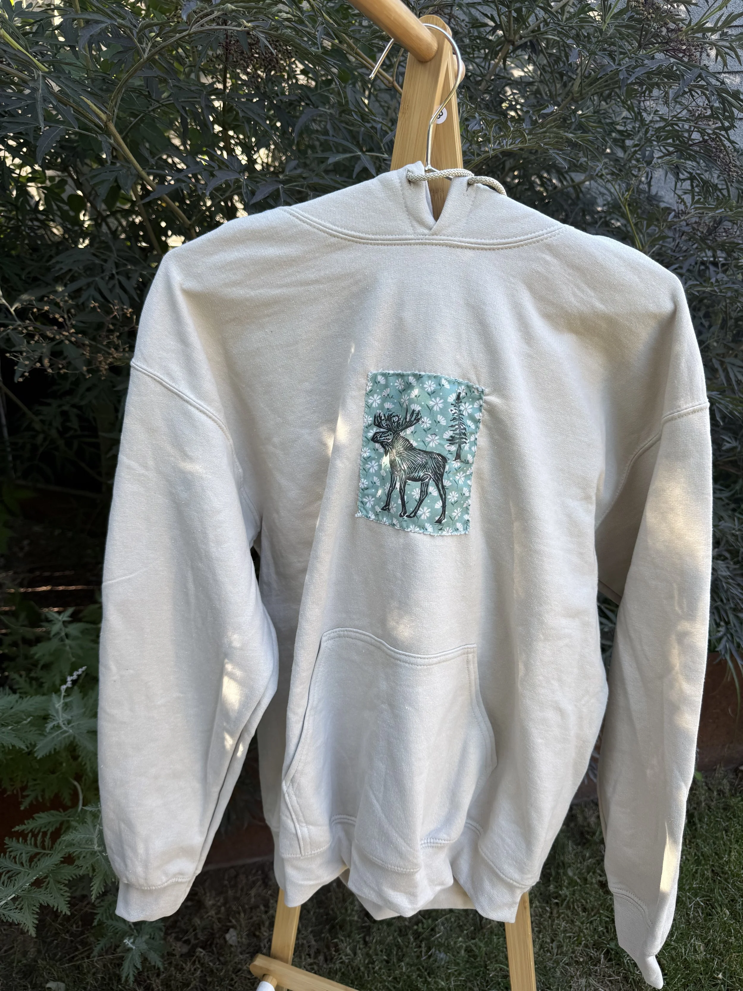 medium floral moose hoodie
