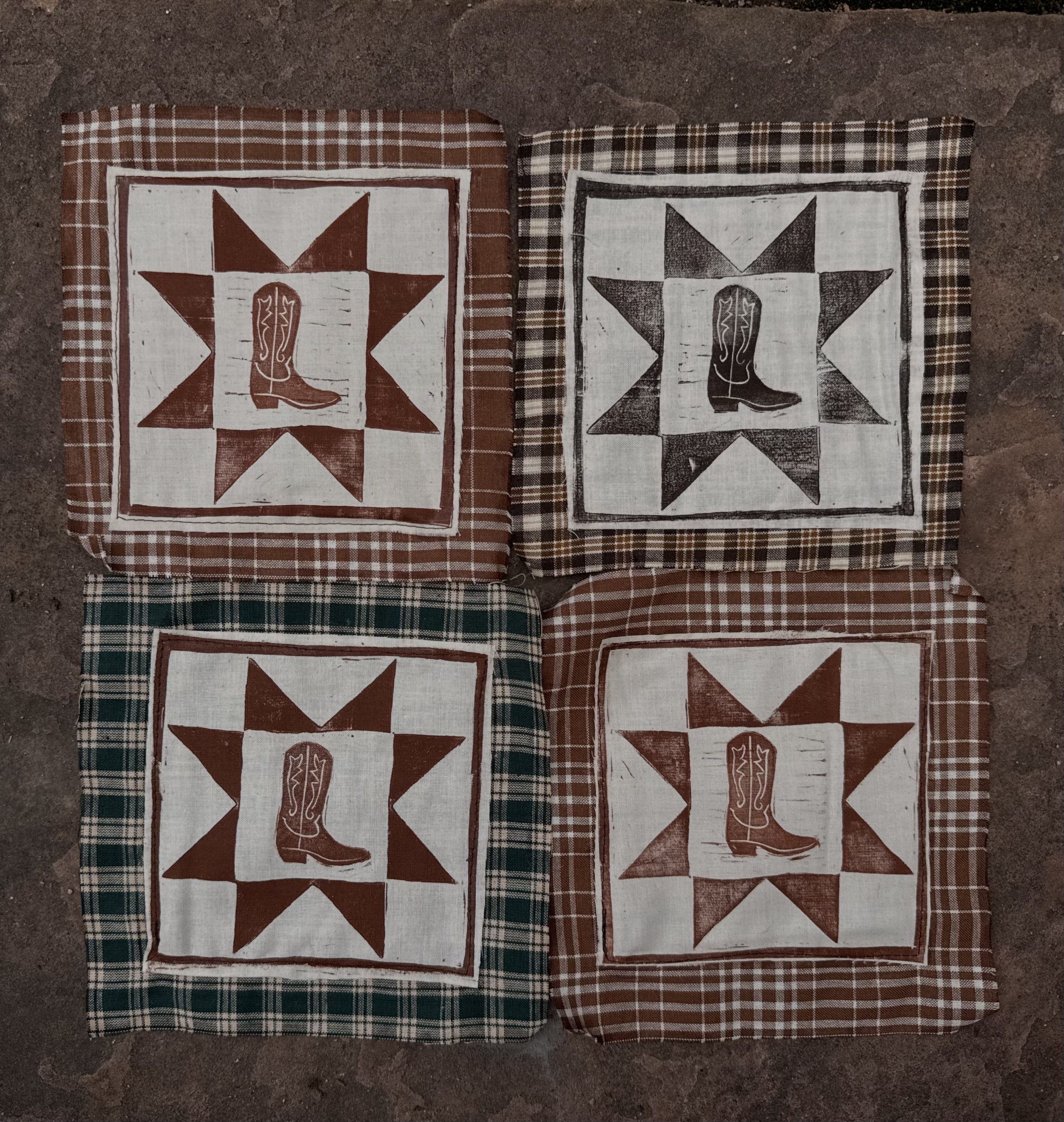 cowboy boot patchwork hoodie/crew