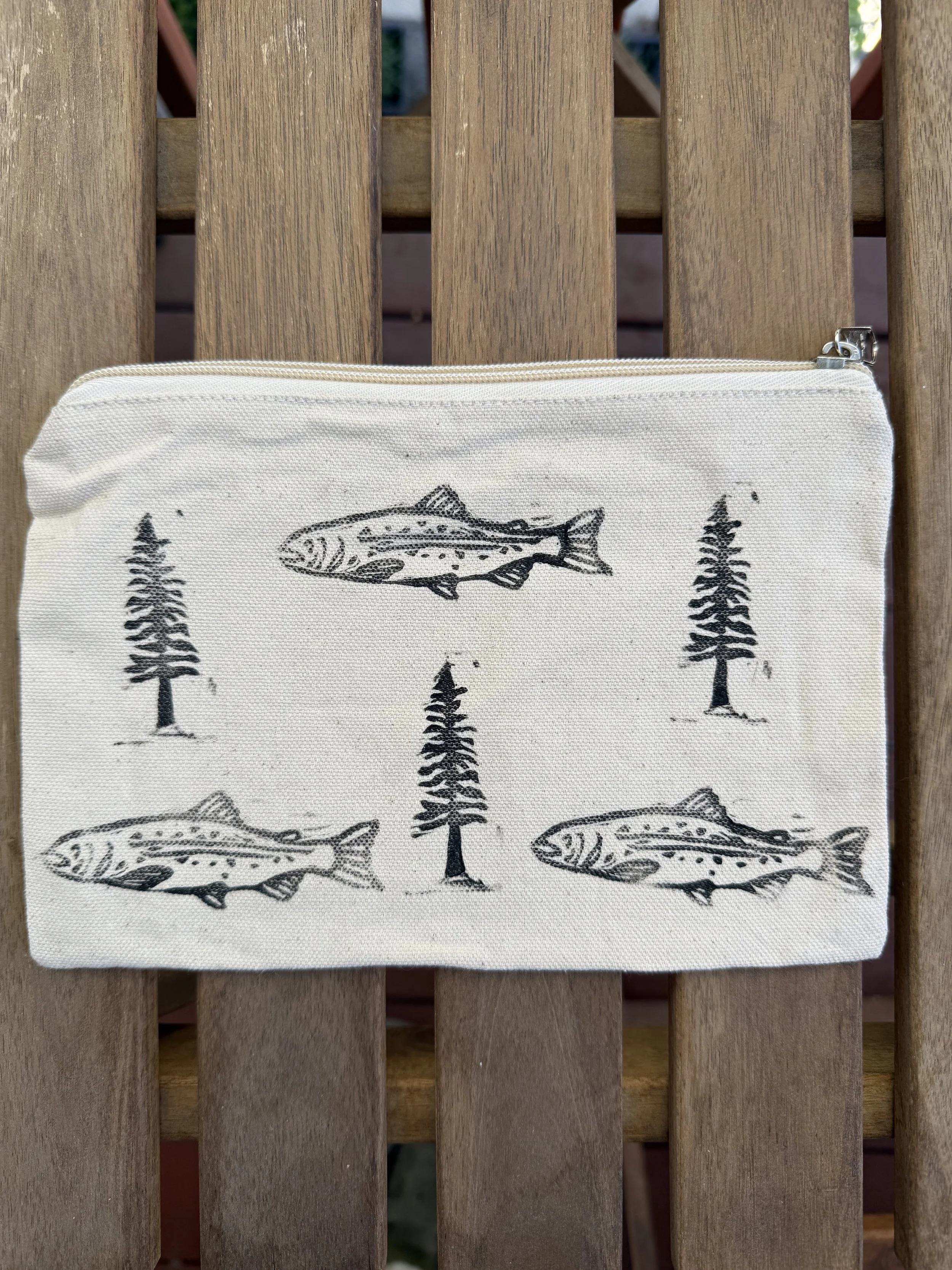 Trout n' Tree Zipper Pouch