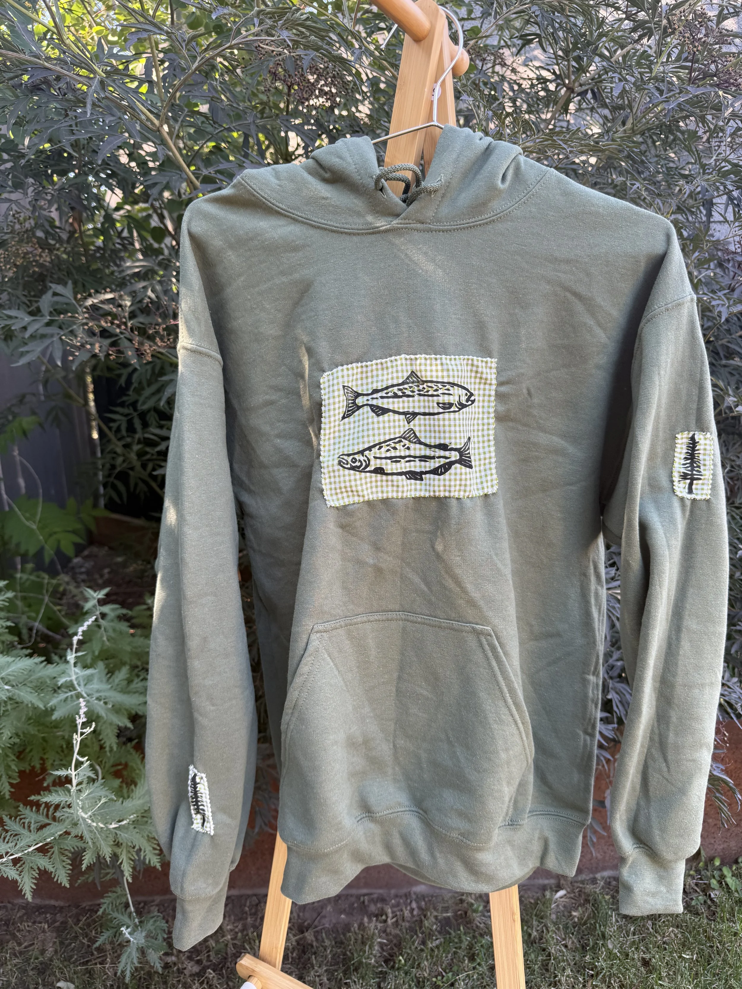 medium green salmon hoodie
