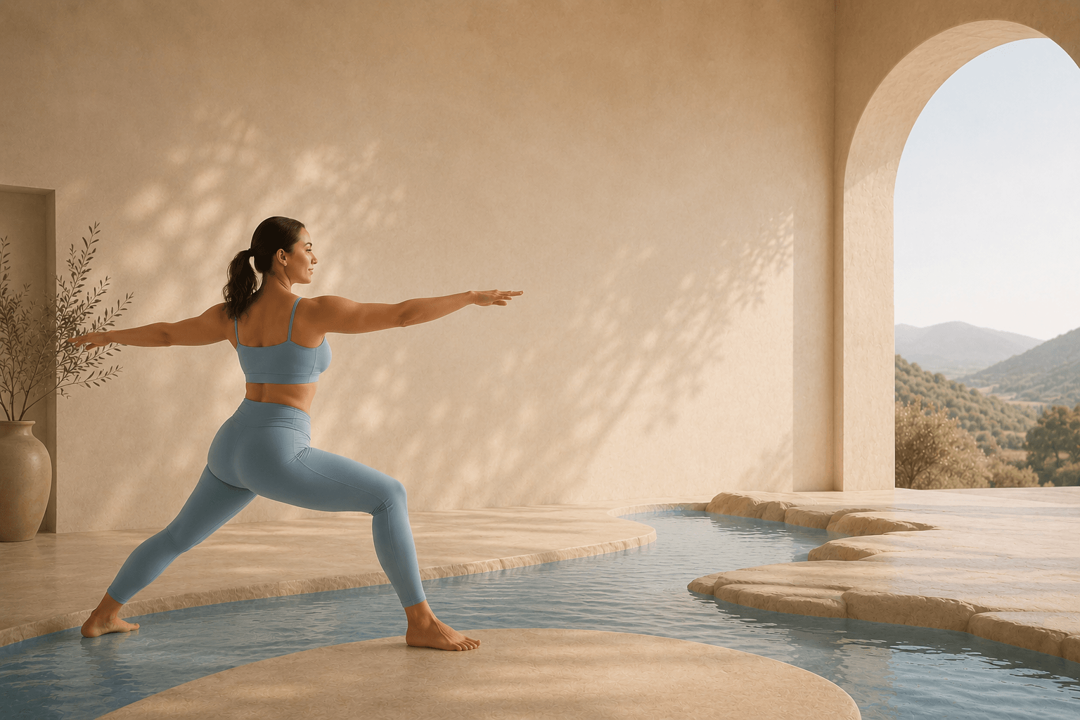 Woman in organic yoga pose