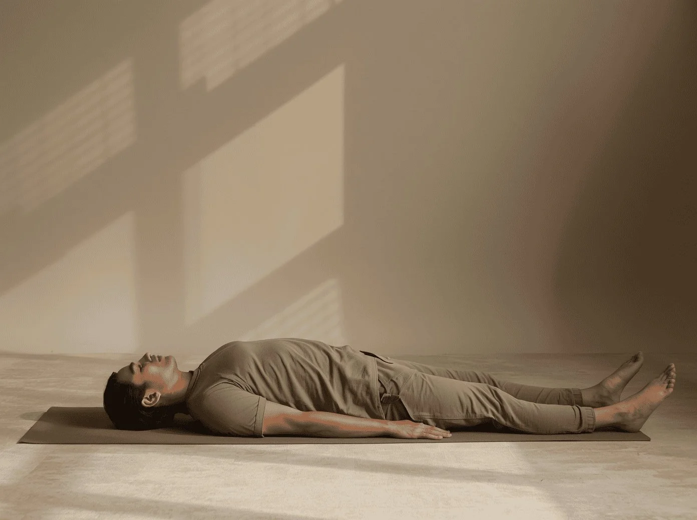 man laying in restorative pose