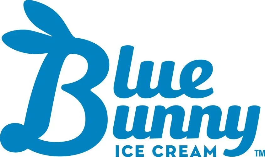 Blue Bunny ice cream logo with a stylized bunny ear design.
