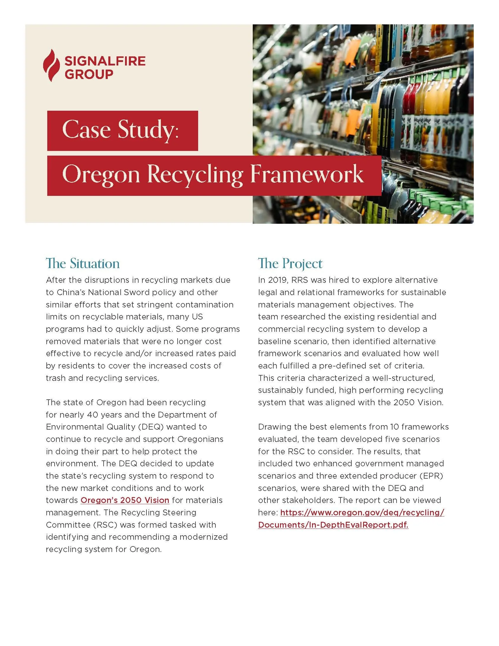 Case Study: Oregon Recycling Framework