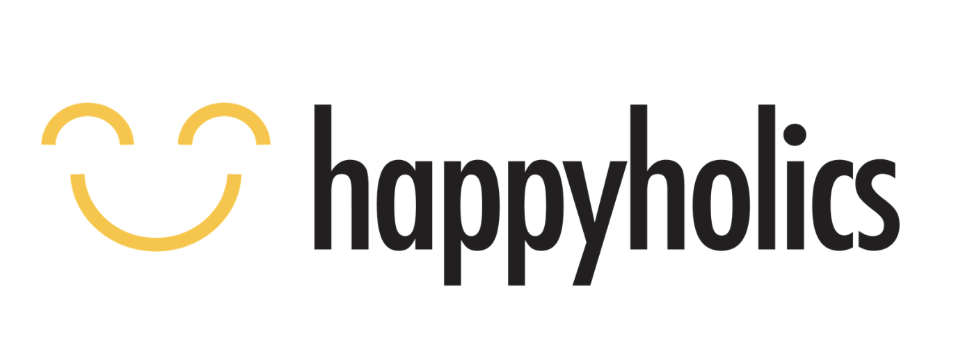 Logo van happylics met een lachend gezicht en de tekst 'happylics'.