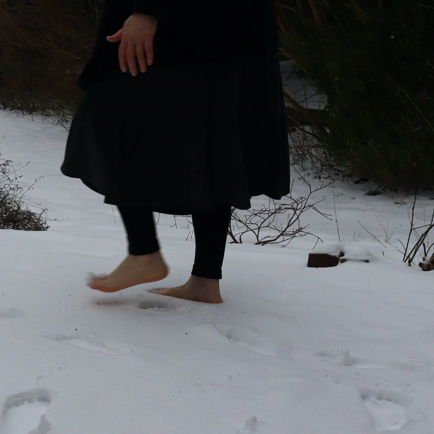 クナイプ式の雪ウォークは、日本では「雪踏み健康法」とも言えるでしょう。
ドイツ語では Schneetreten（シュネートレーテン） と呼ばれます。

新雪の上を短い時間だけ裸足で歩くことで、足先に強い冷刺激が与えられ、血行が促されます。
雪ウォークの後は、肌が驚くほどやわらかく感じられます。

雪踏みは短い時間で十分です。
痛みを感じる前にやめるのがクナイプの基本です。

そして雪踏みの後は、すぐに足をよく拭いて暖かい靴下を履きましょう。
足を冷えたままにしないことが大切です。 ❄️

Kne