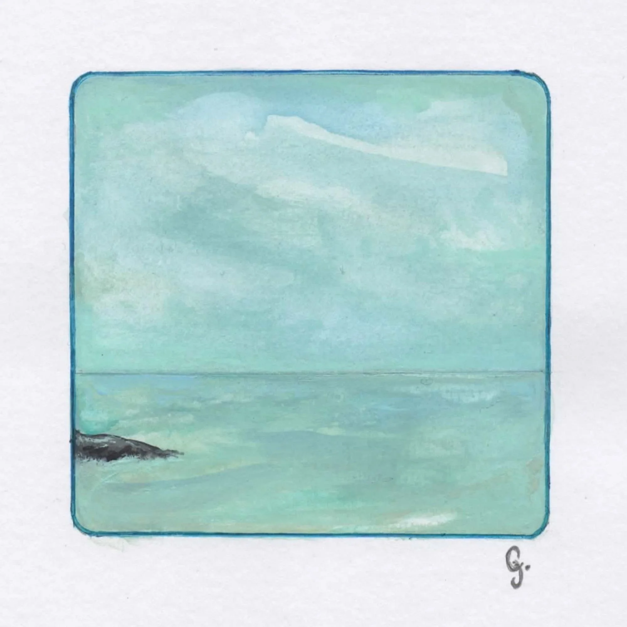 Biarritz, Aquarelle, 8,8x9 sur papier 250 g/m2, 14,8x21cm, 2025