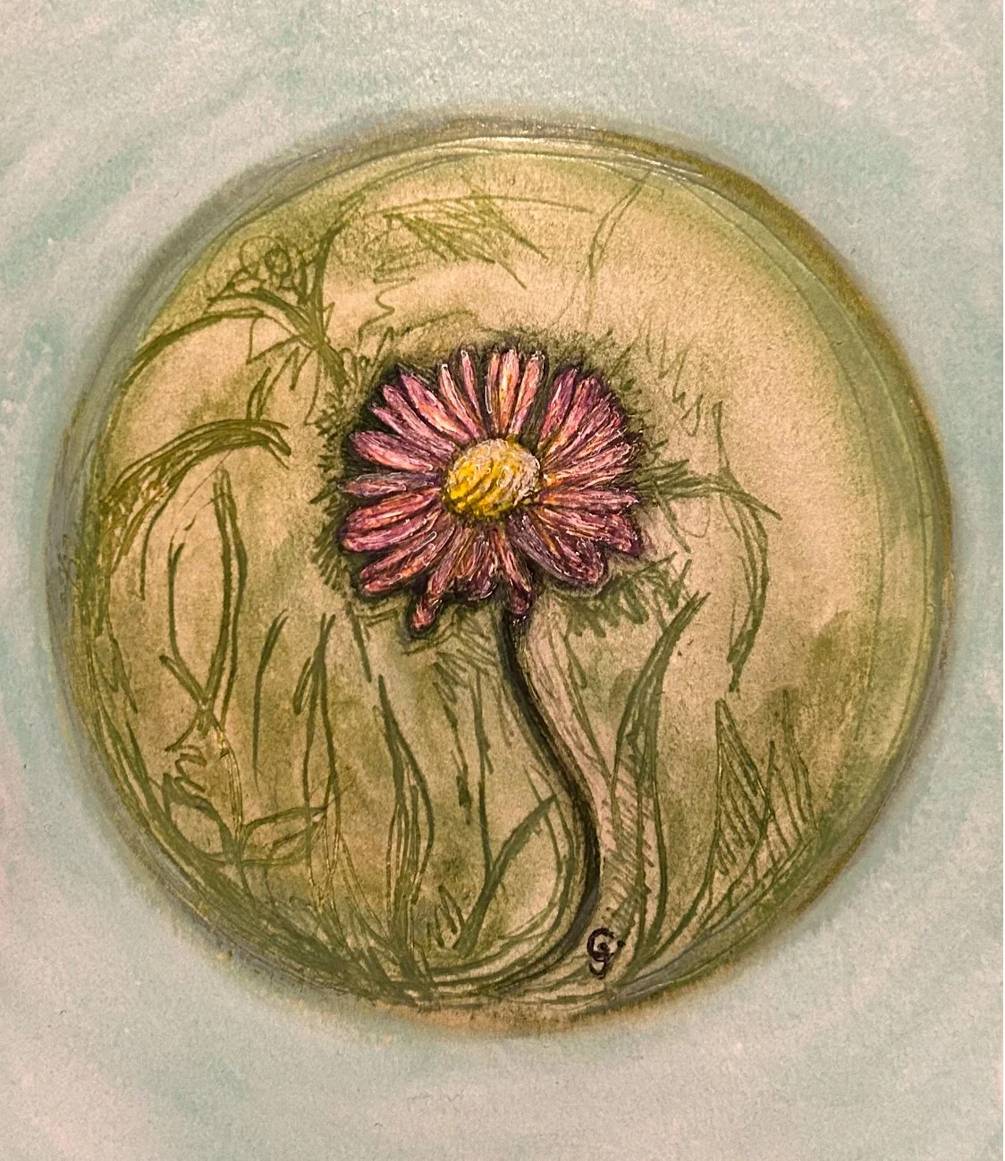 aquarelle de fleur pâquerette rose