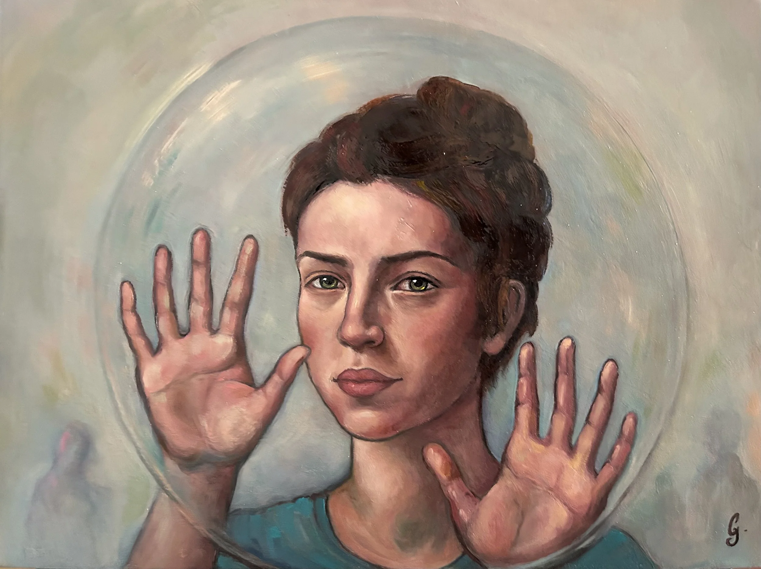 Portrait de femme dans sa bulle : femme autiste, TSA