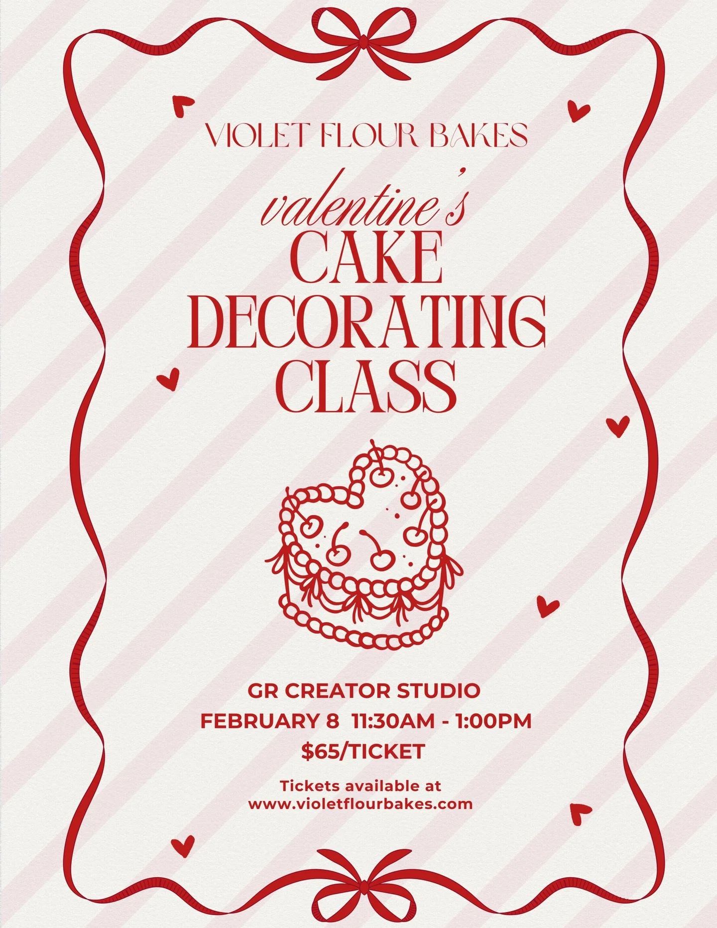 Join us for an afternoon of creativity, treats, photos, friendship and so much more! &hearts;️

Hosted at the stunning @grcreatorstudio 

Tickets available now on our website (link in bio) 

#grandrapidsmi #cakeclass #valentinesactivities #cakedecora