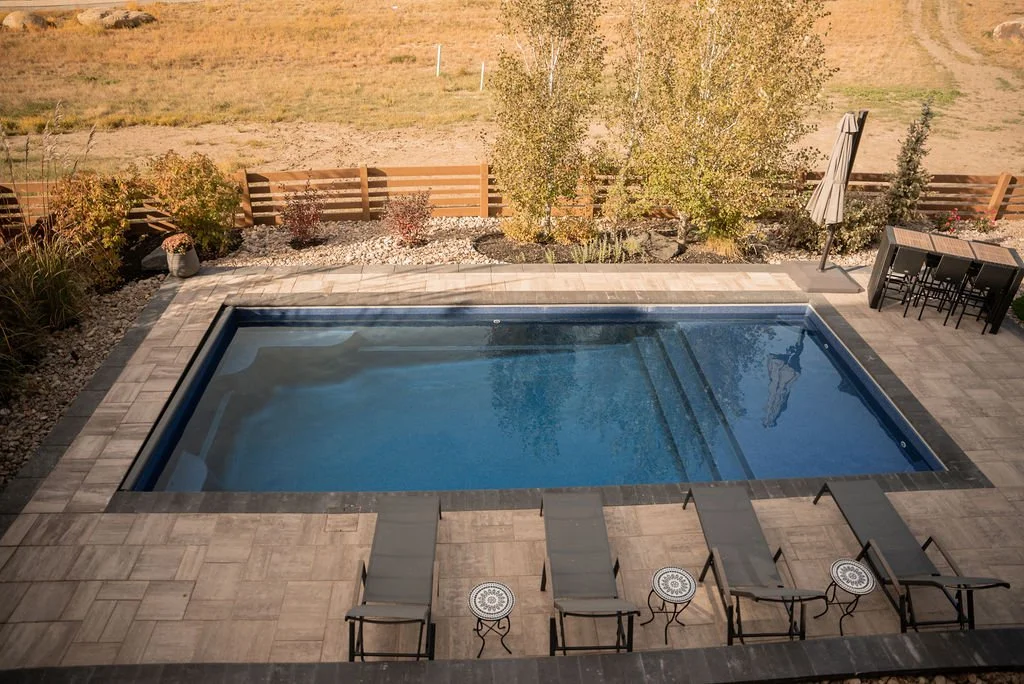 Fall photo of custom fiberglass pool