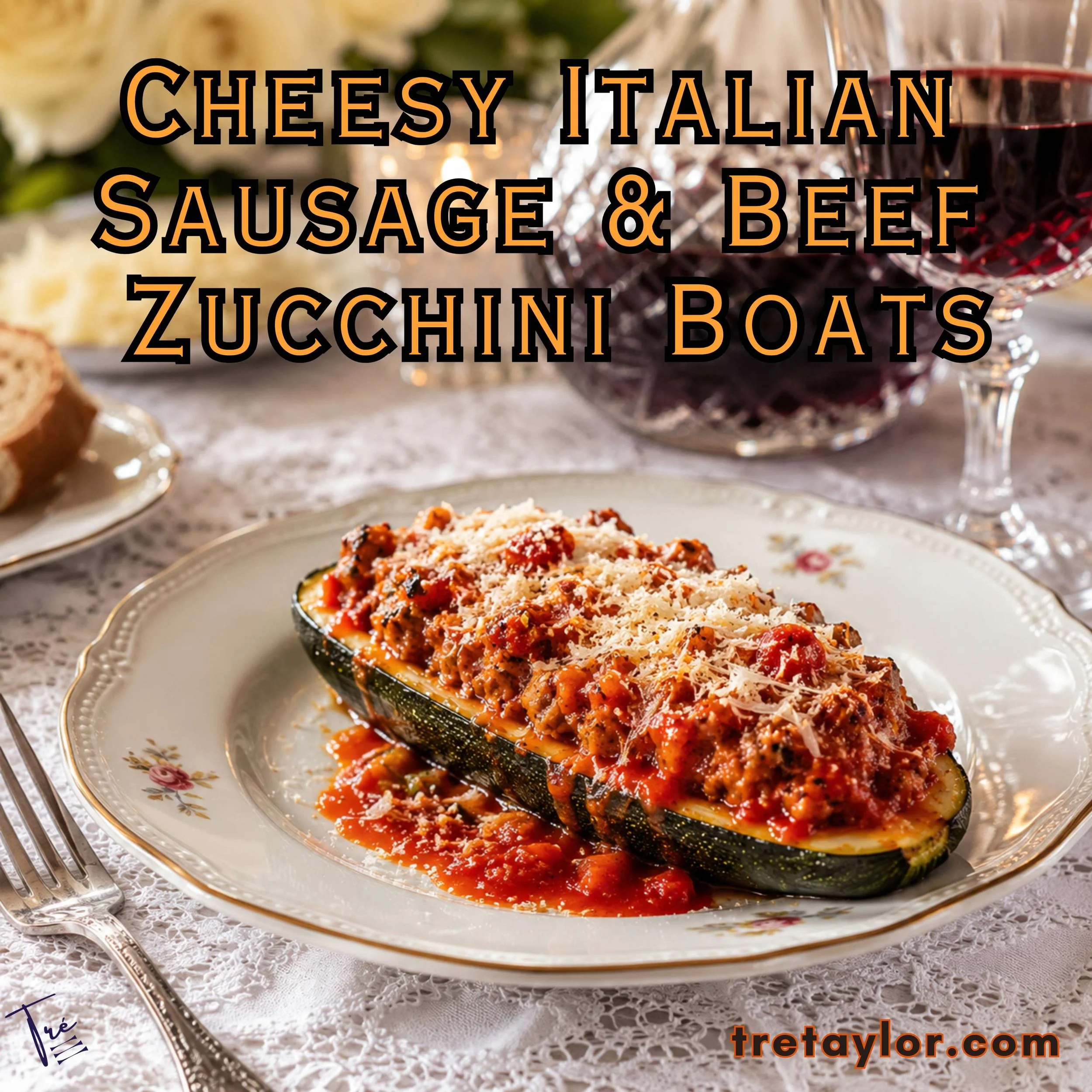 Cheesy Italian Sausage &amp; Beef Zucchini Boats | Easy Summer Dinner