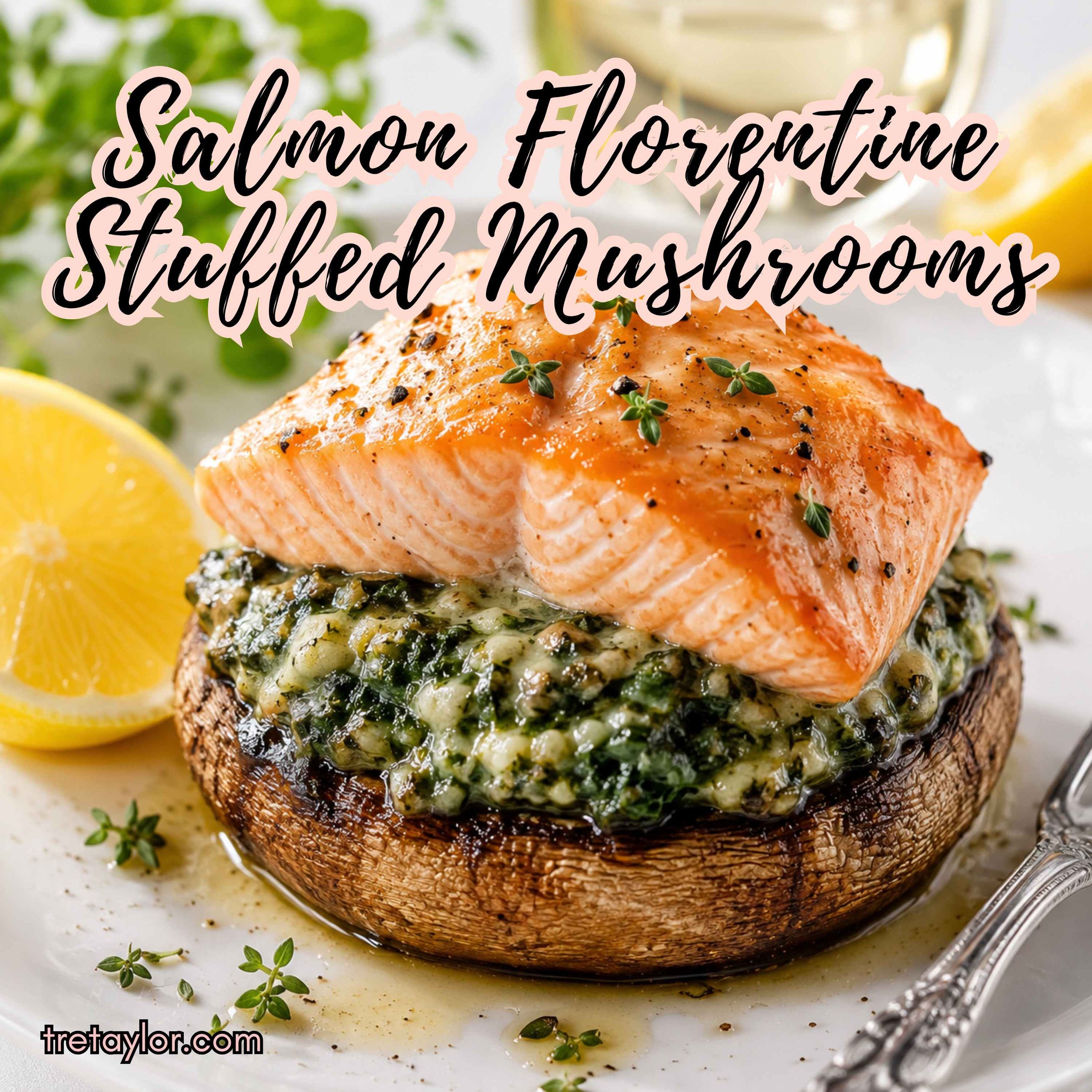 🥂Salmon Florentine Stuffed Mushrooms