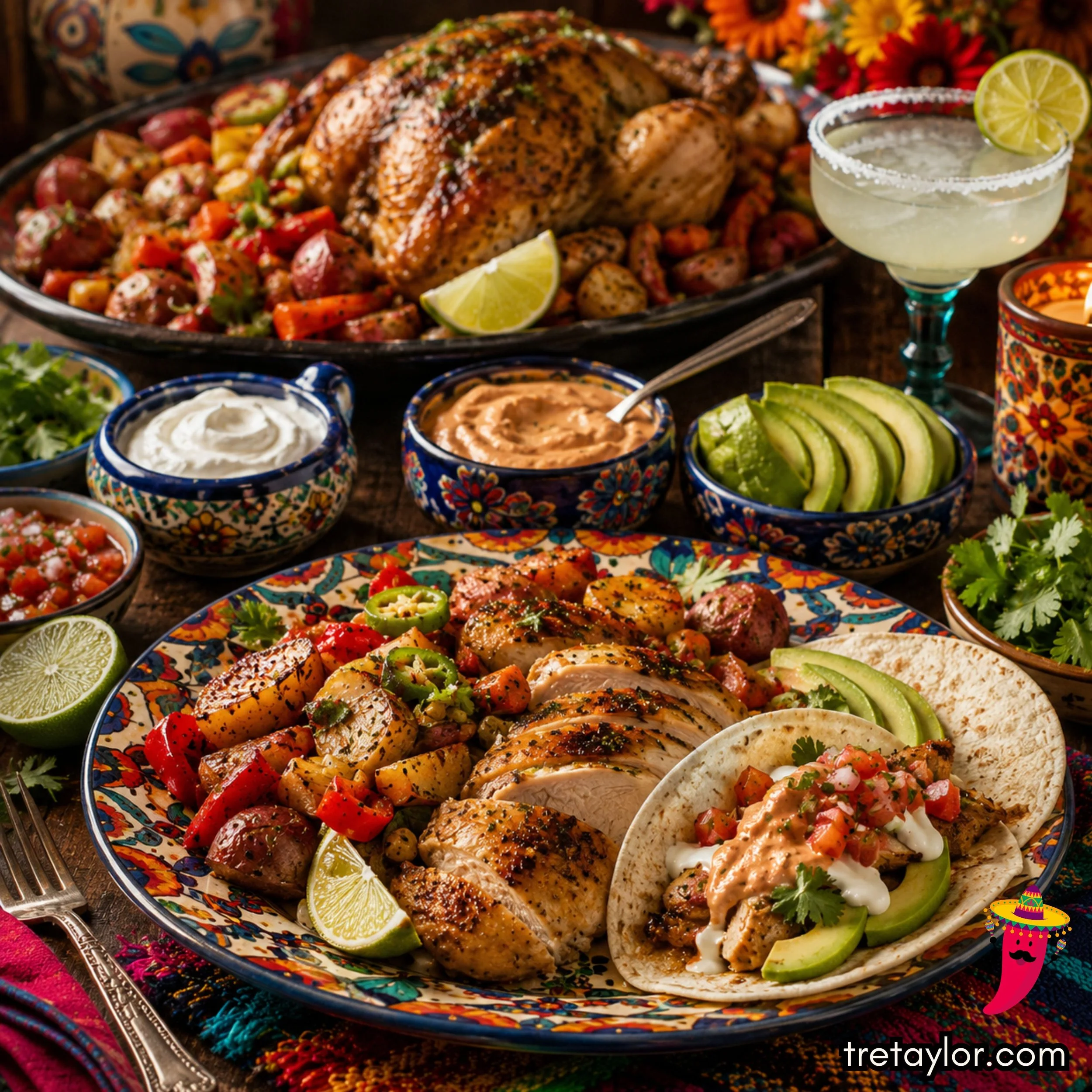 🌶️ Southwest Roasted Chicken Fiesta with Mexican Vegetables, Roasted Garlic &amp; Warm Tortillas
