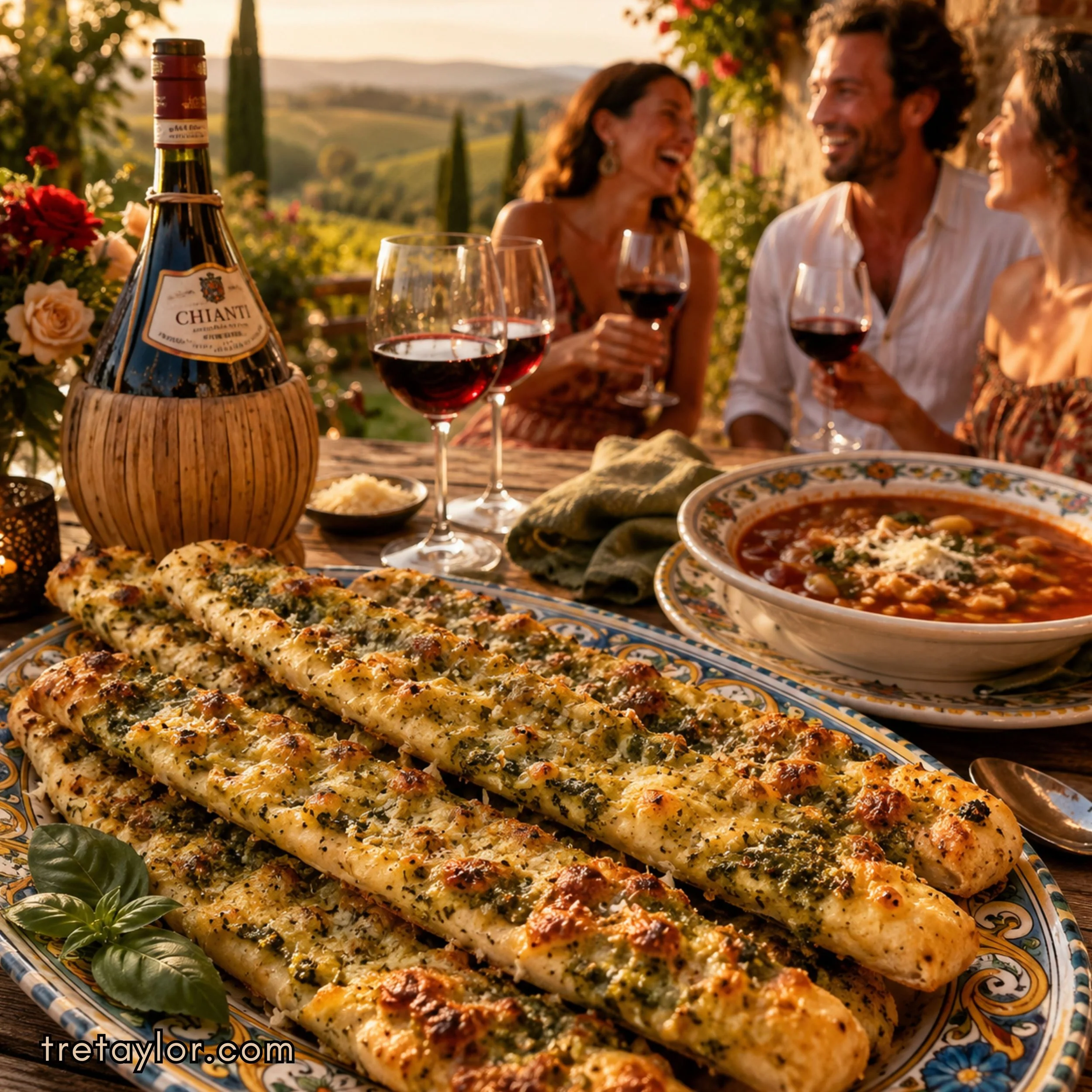 🥖🌿 The Nomad Kitchen Golden Garlic Pesto Breadsticks