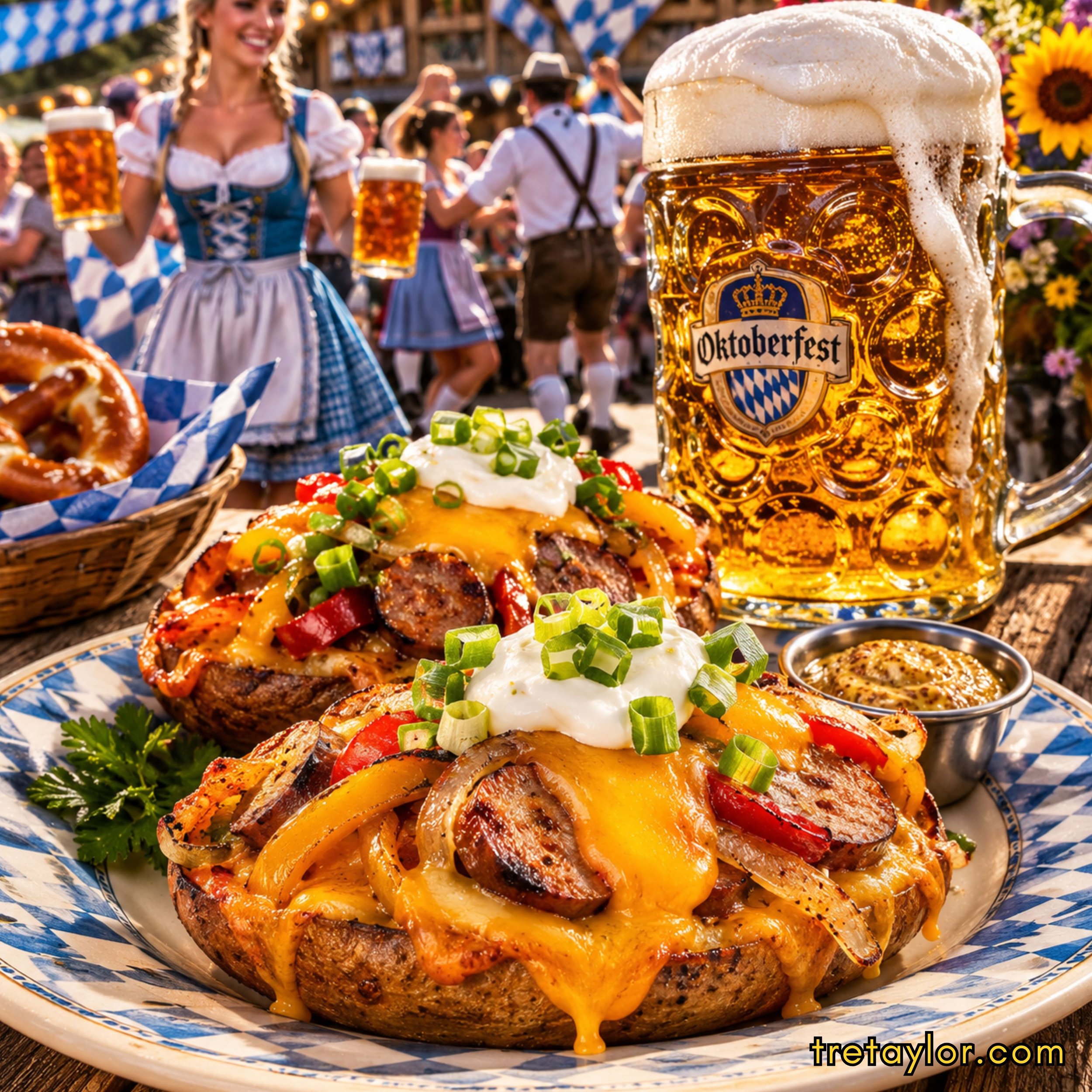 🥔 Oktoberfest Bratwurst &amp; Sharp Cheddar Potato Skins