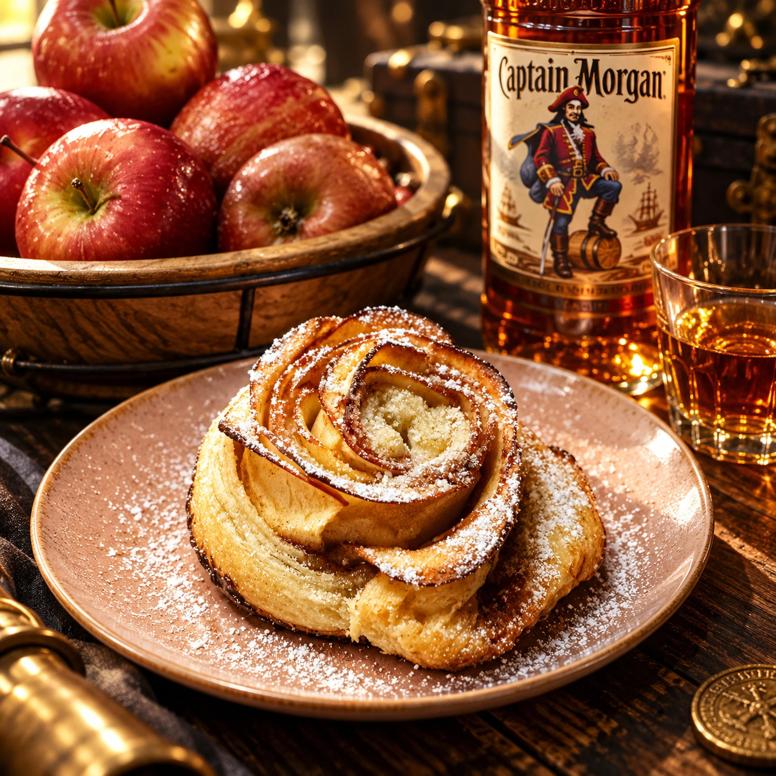 🏴‍☠️🌹 Pirate Rum Roses | Boozy French Apple Rum Rose Cinnamon Rolls
