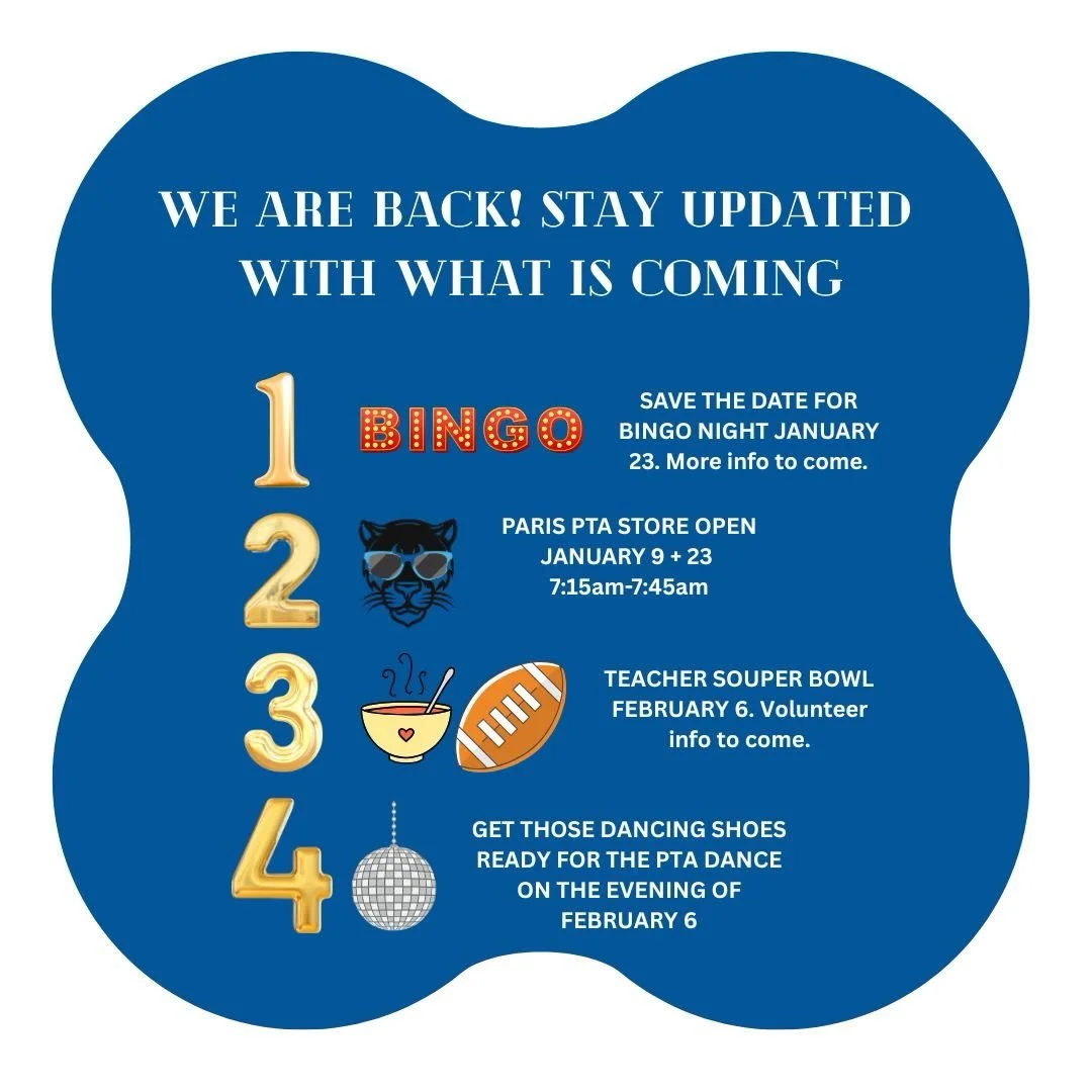 Big things happening for January and February! 
🗓️Mark these dates so you don&rsquo;t forget! 
🥳Lots of fun and chances to help out will be shared very soon!