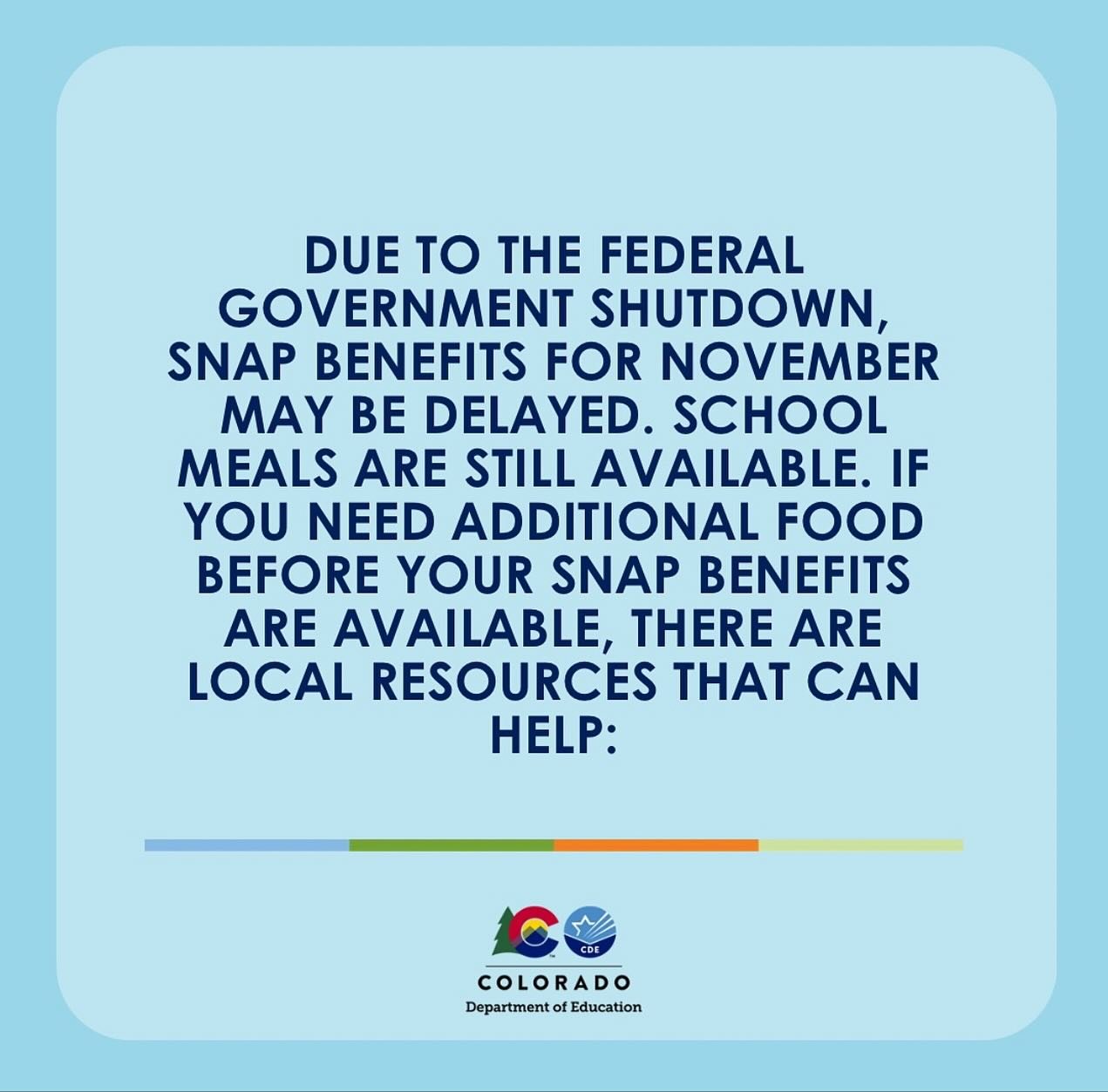 From the Colorado department of education. We are also here to support our Miller families and community. Please reach out if we can be of any help during this difficult time 💙