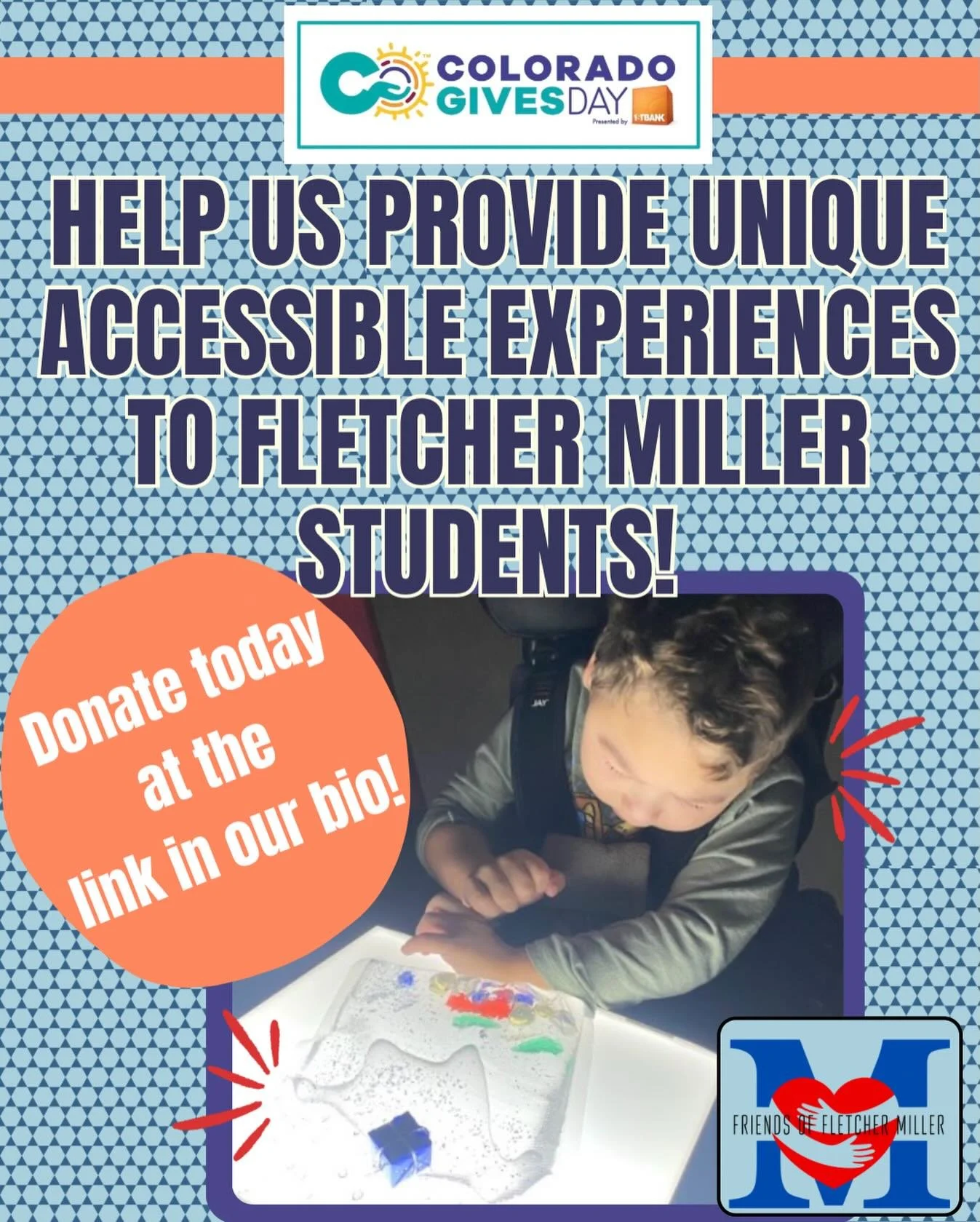 Consider donating to Friends of Fletcher Miller this Colorado Gives Day! Providing accessible toys and environmental controls is a cornerstone of Clark&rsquo;s Toy Workshop. One of the many projects we are so very proud to support! ❤️ Link in the bio
