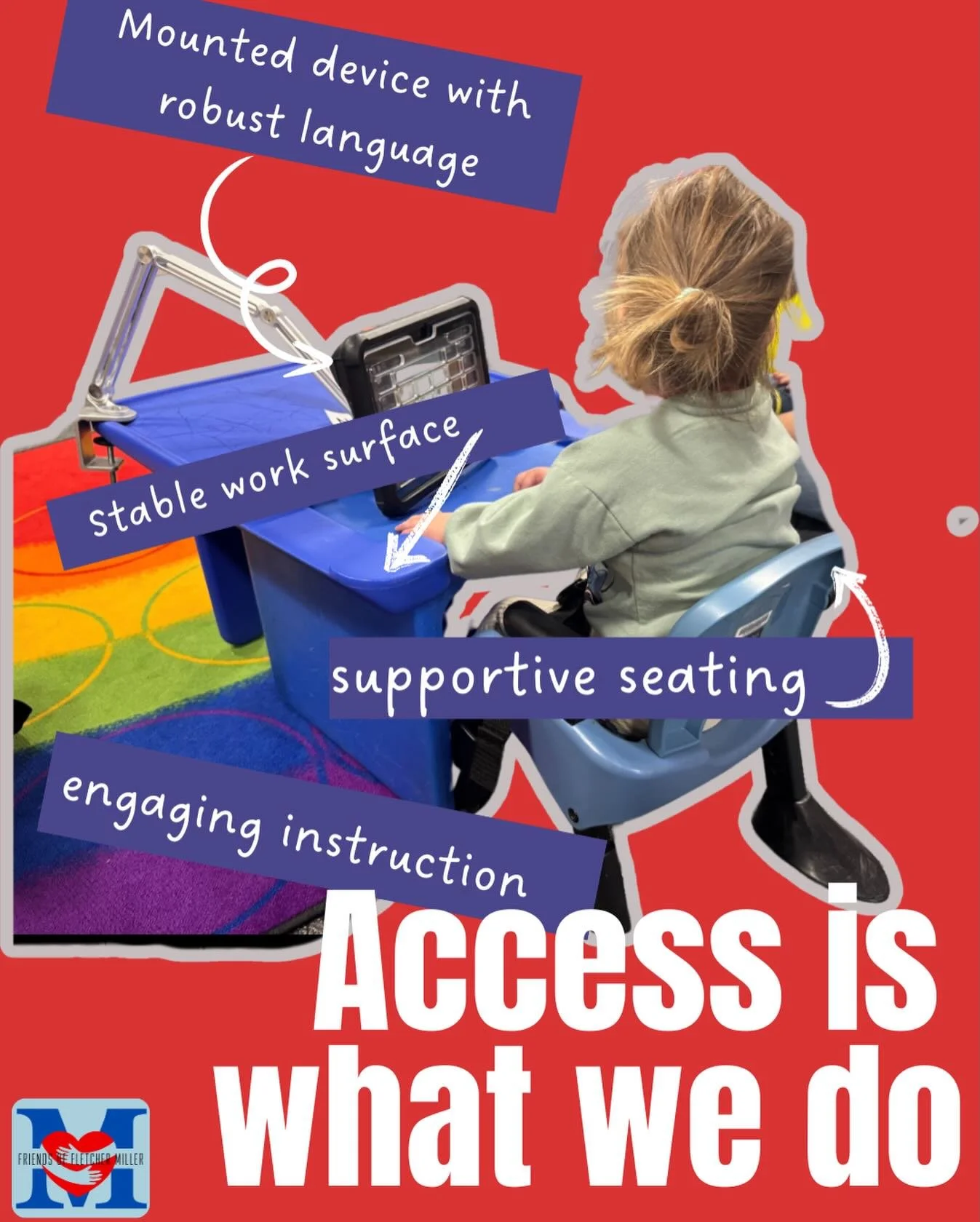 Ready to learn! Staff at Fletcher Miller set up kids every day for the best access to learning! 🎉