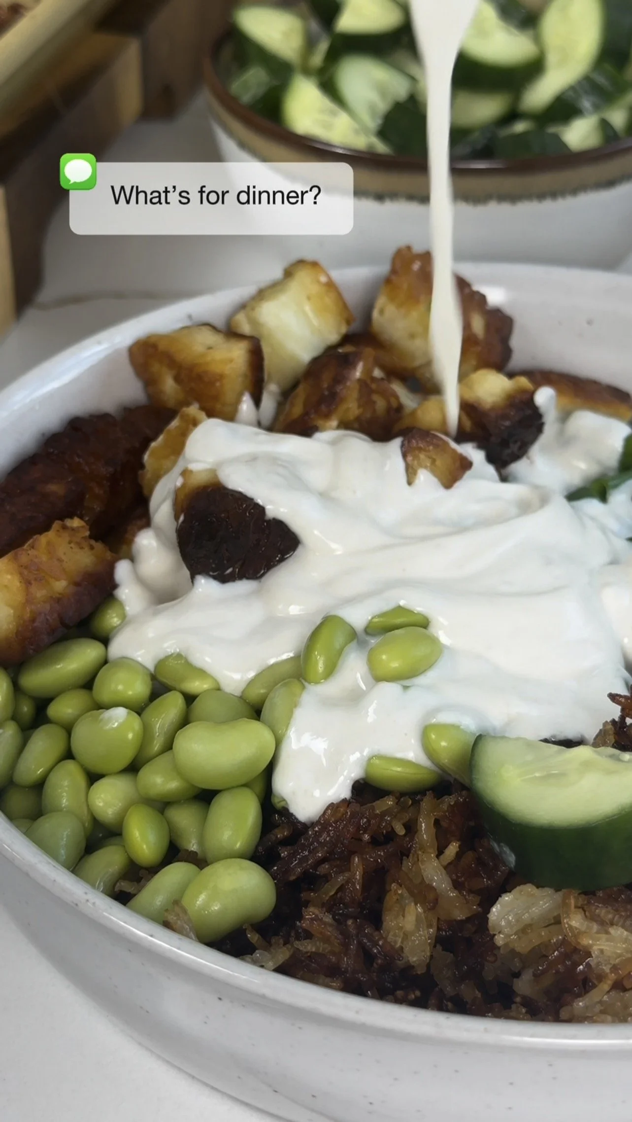 Crispy Rice Halloumi bowl