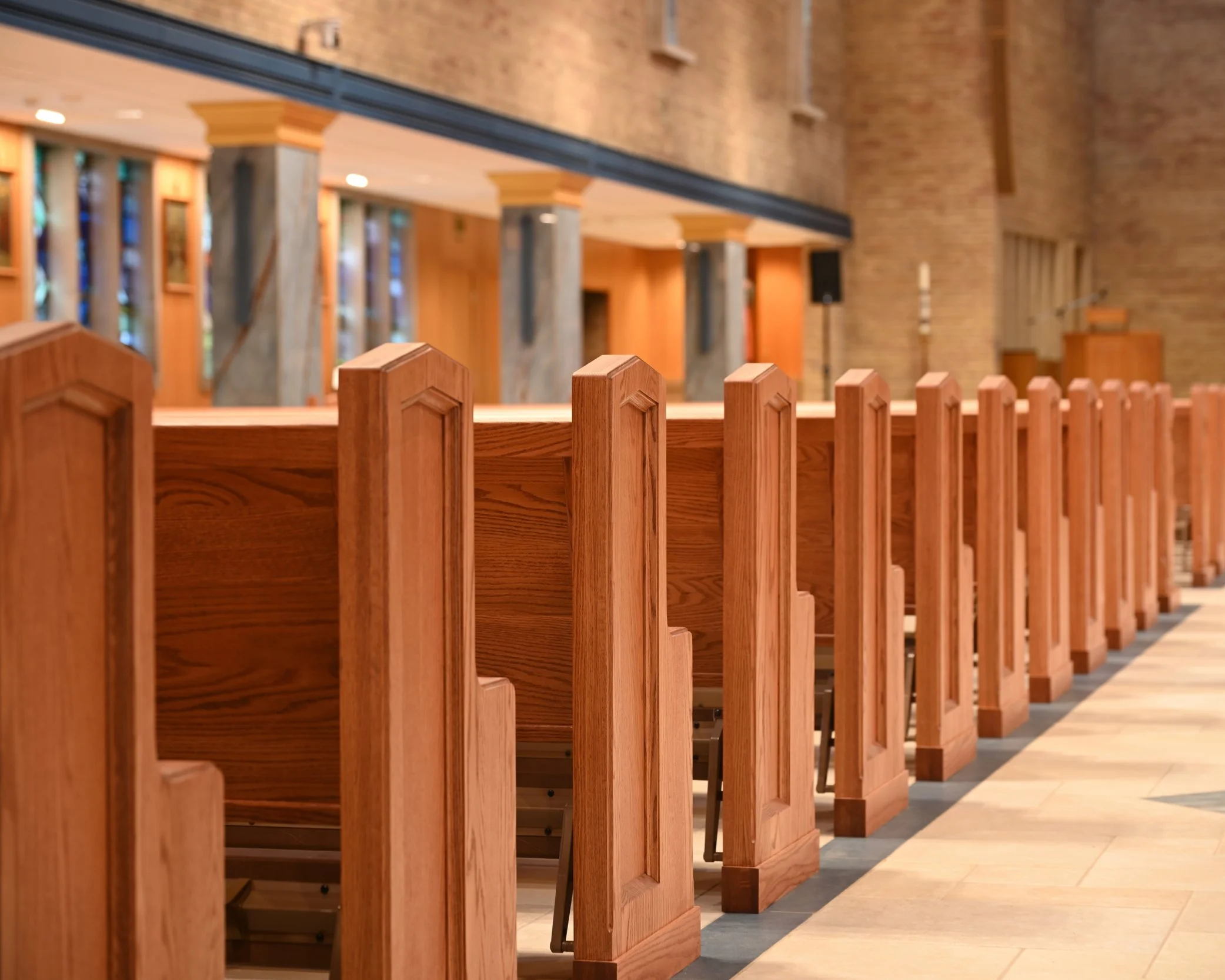 Example of newly installed pews