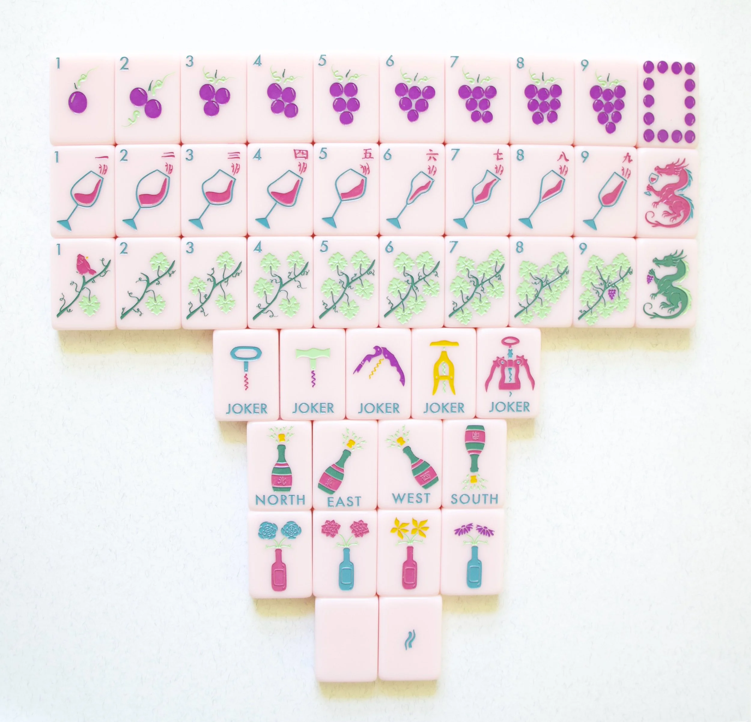 The Wine Collection in Rosé Mahjong Tiles