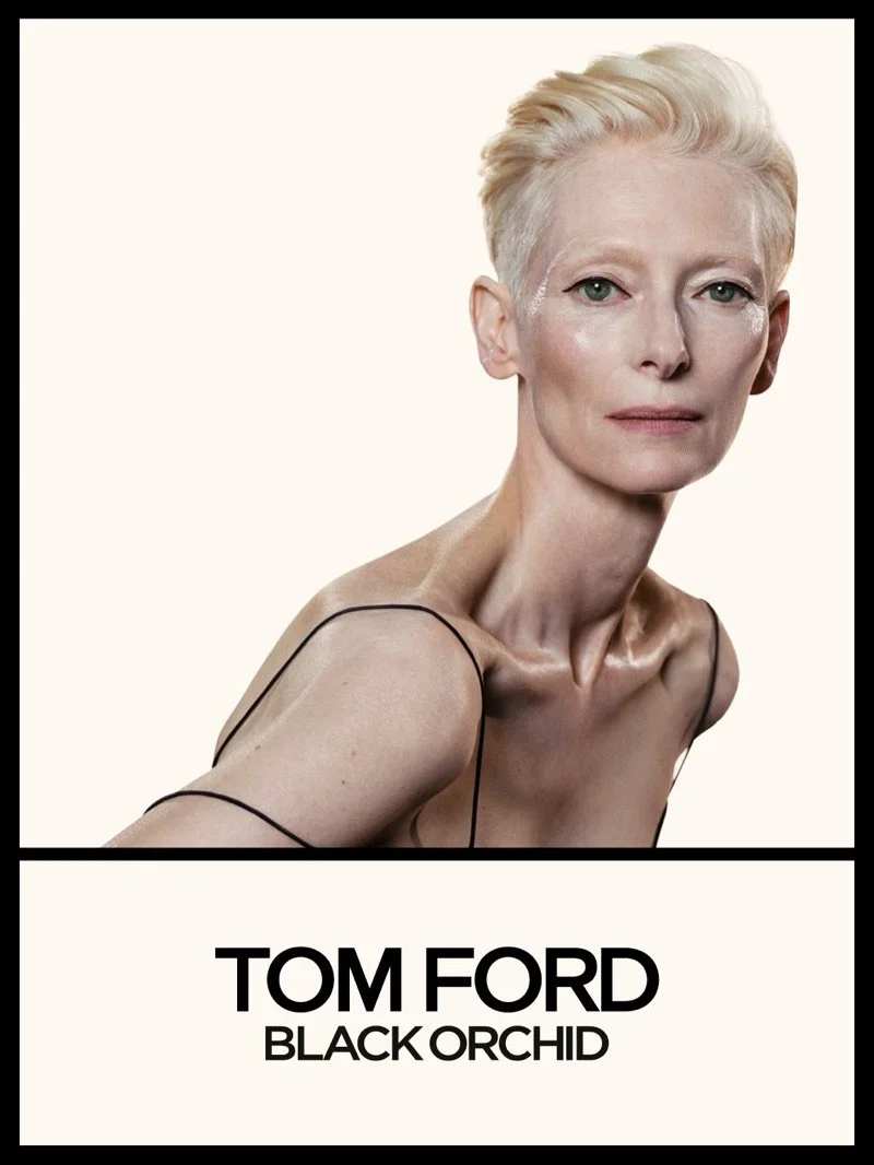 Tilda Swinton encarna la sensualidad oscura de Tom Ford Black Orchid en una campaña de poder y presencia