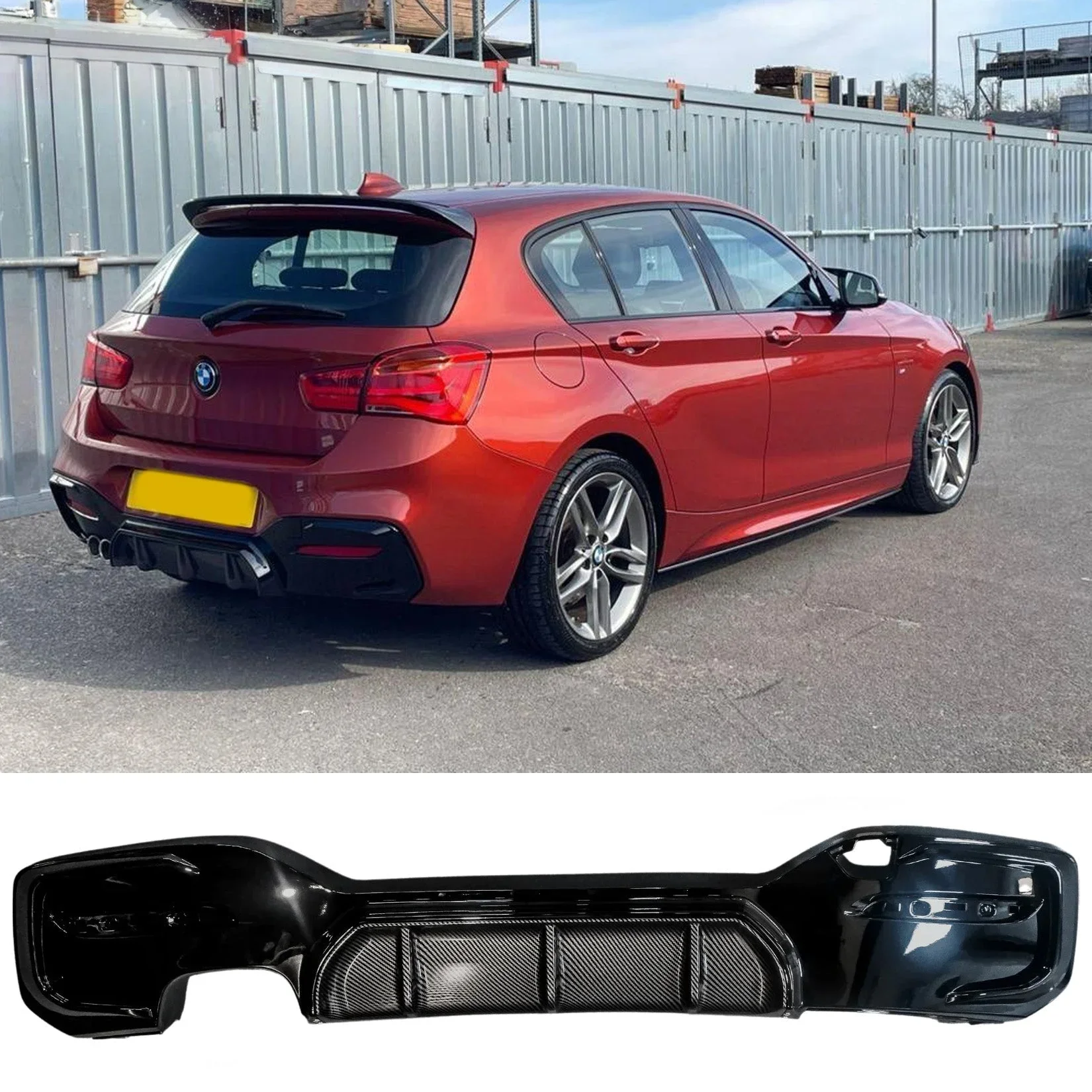 Carbon Look V2 Rear Diffuser for BMW 1 Series F20 (2015-2019) M Sport Dual Exit