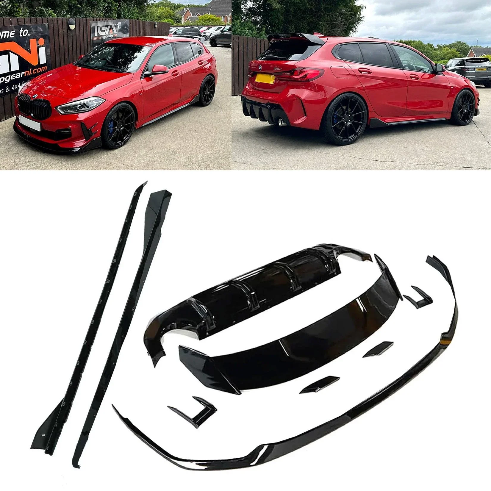 Gloss Black Full Body Kit for BMW 1 Series F40 (2018-2024) M Sport Dual Exit