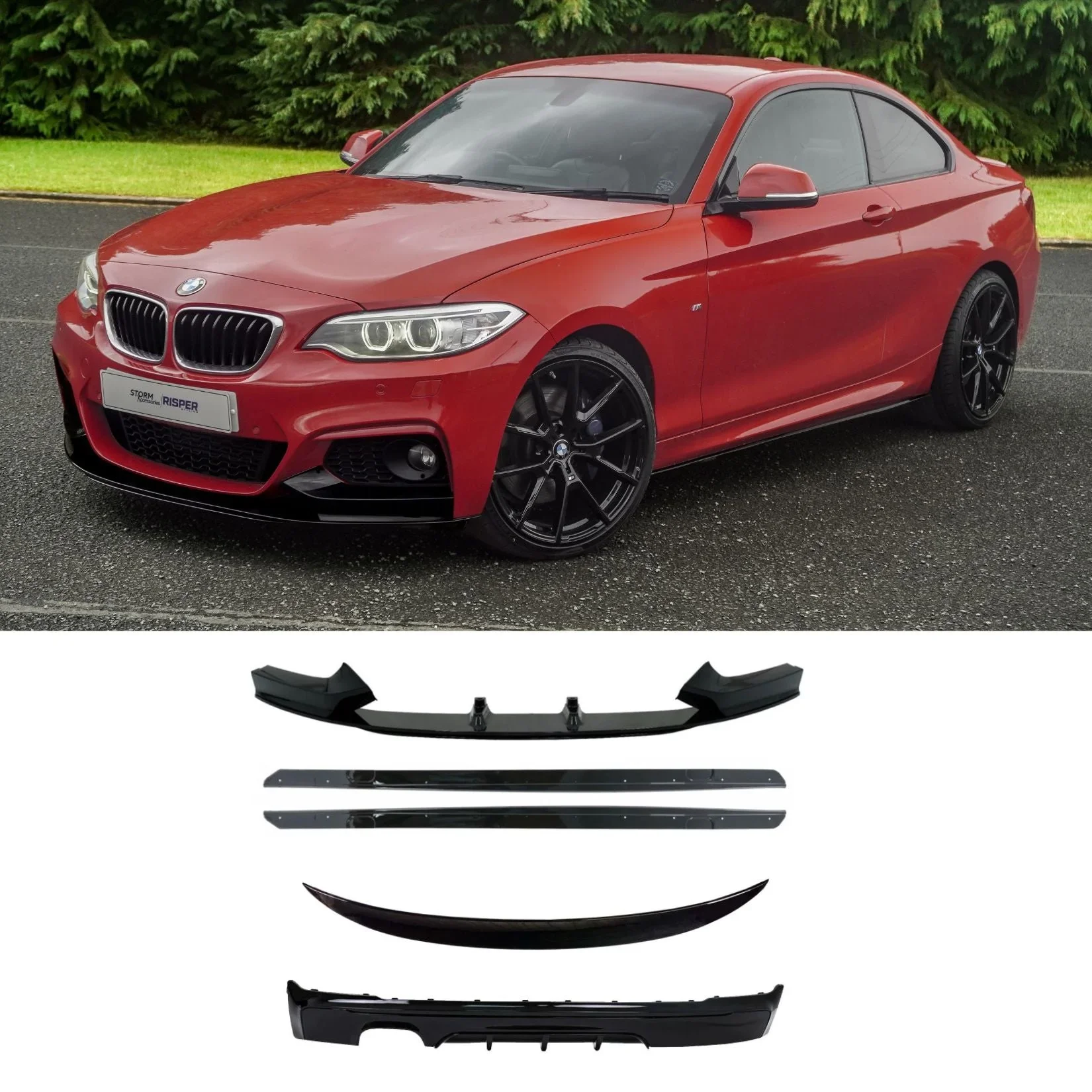 Gloss Black Full Body Kit for BMW 2 Series F22 (2014-2021) M Sport Dual Exit Left